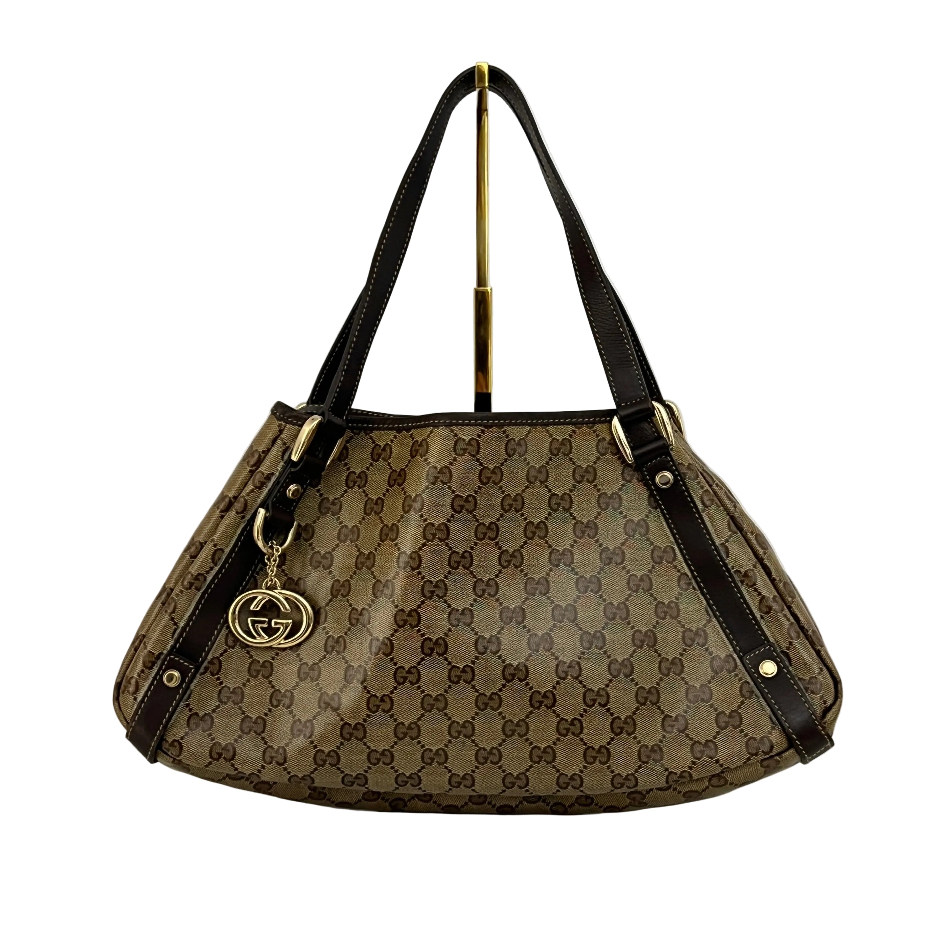Sac à main GUCCI Tote  toile et cuir marron