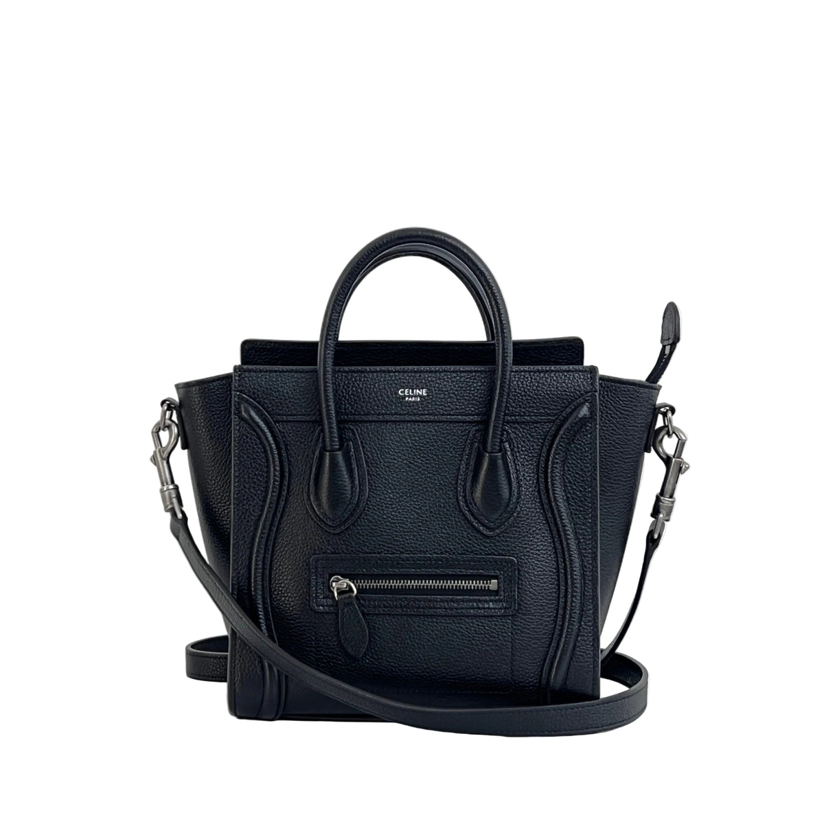 Sac à bandoulière CELINE Nano Luggage cuir grainé noir