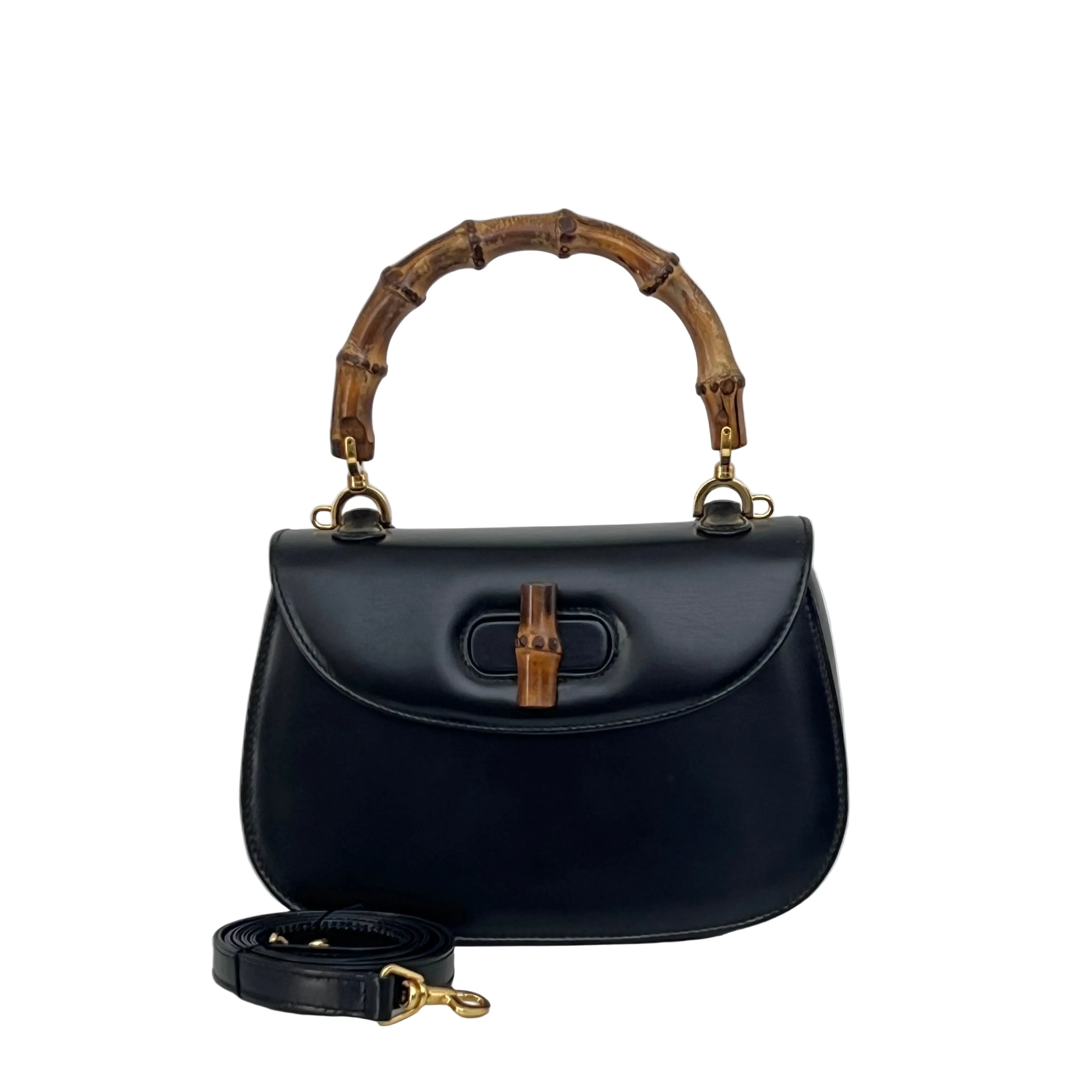 Sac GUCCI Bamboo 1947 Petit cuir lisse noir