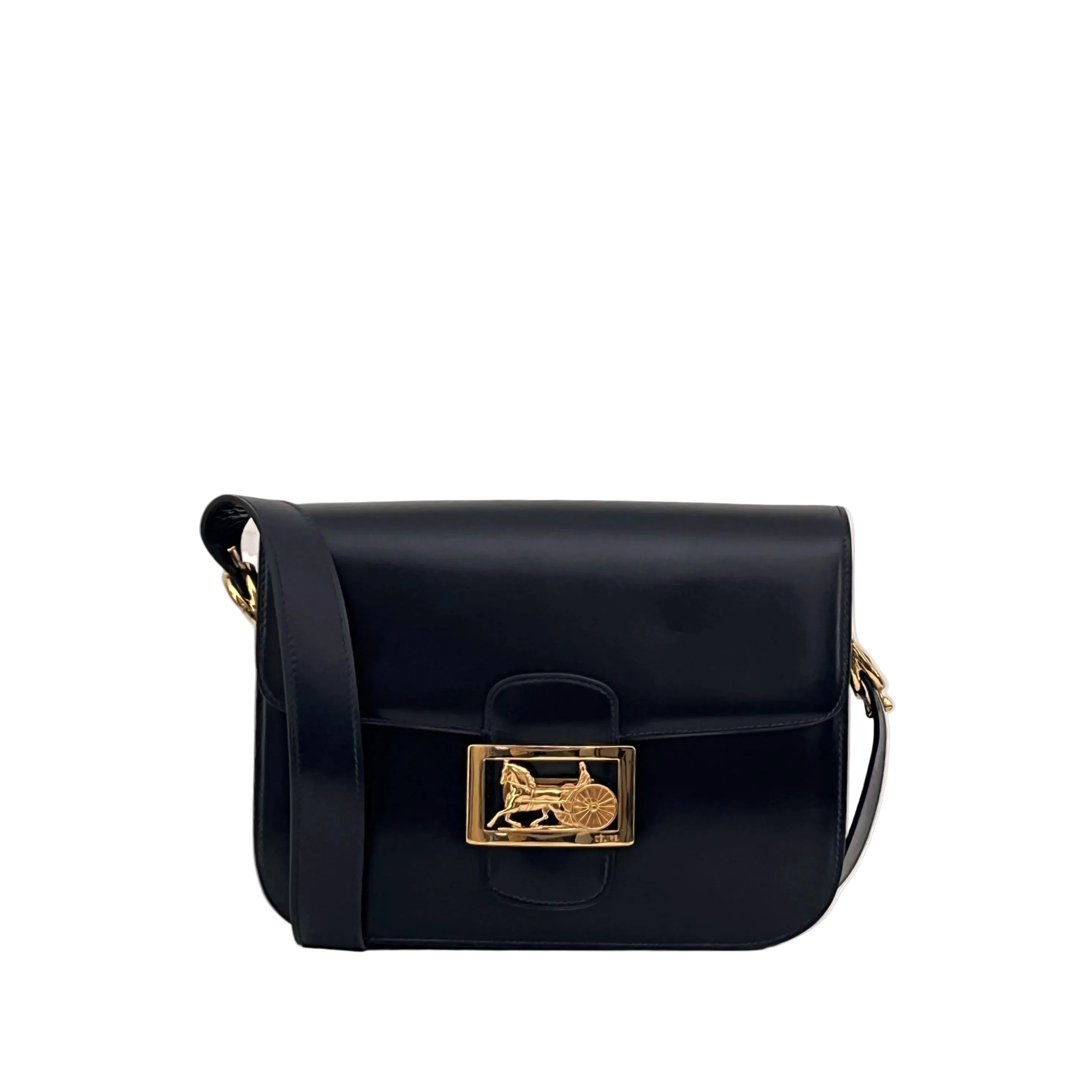 CELINE Triomphe bag in black smooth leather
