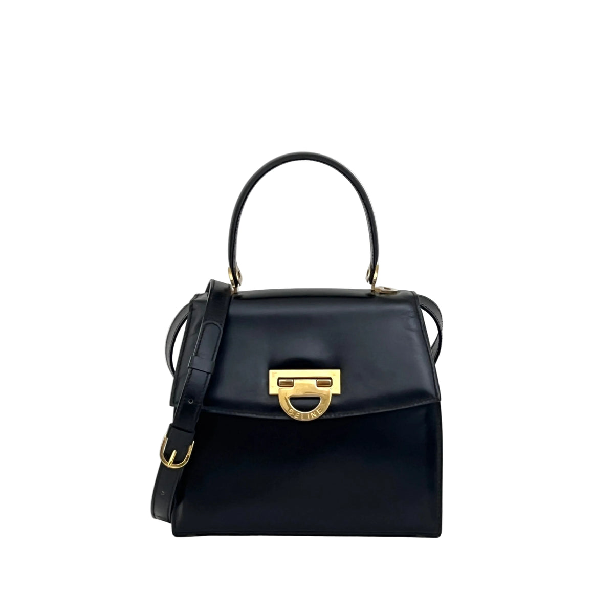 Sac à bandoulière CELINE Top Handle 2 Way cuir lisse noir