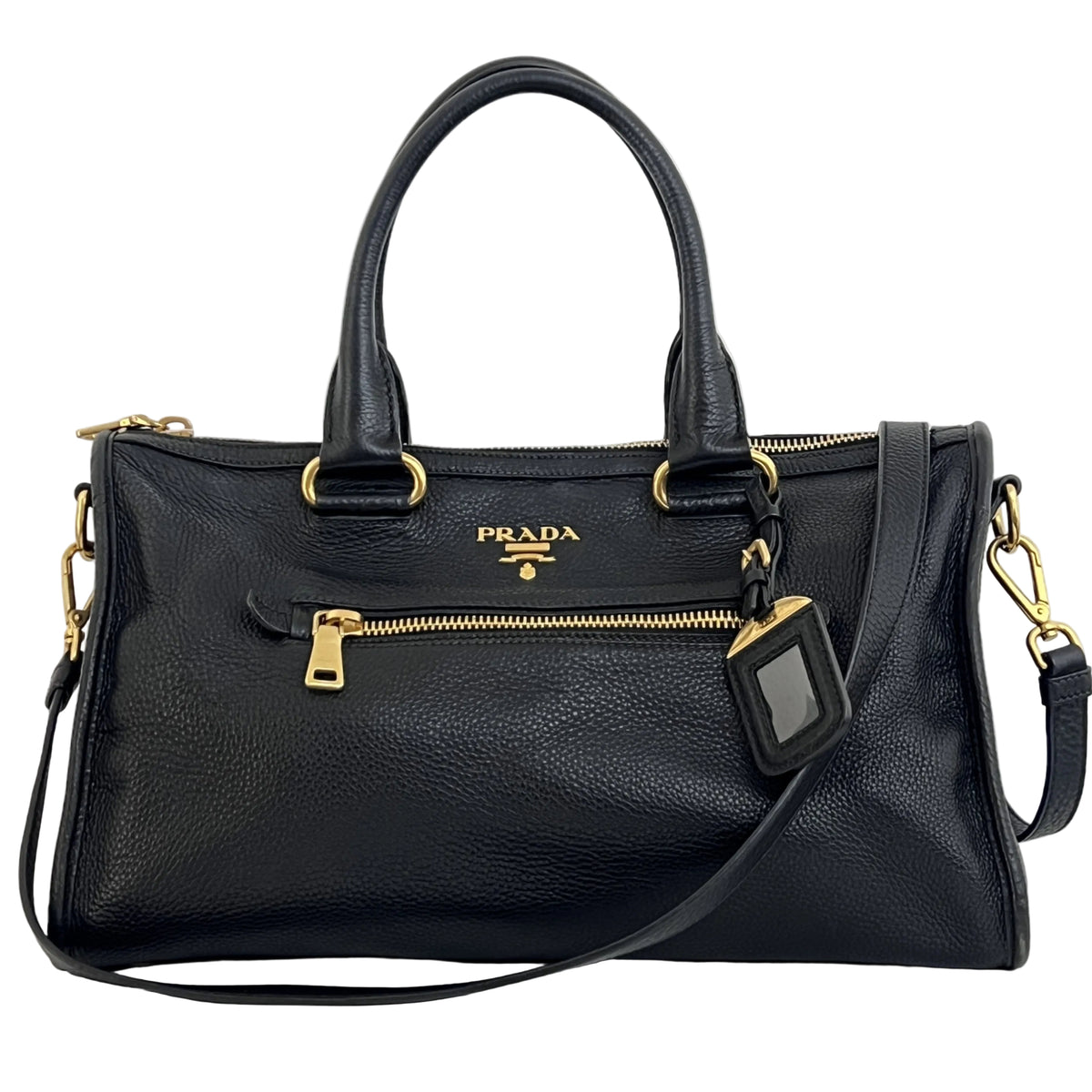 Sac PRADA Vitello Daino cuir grainé noir