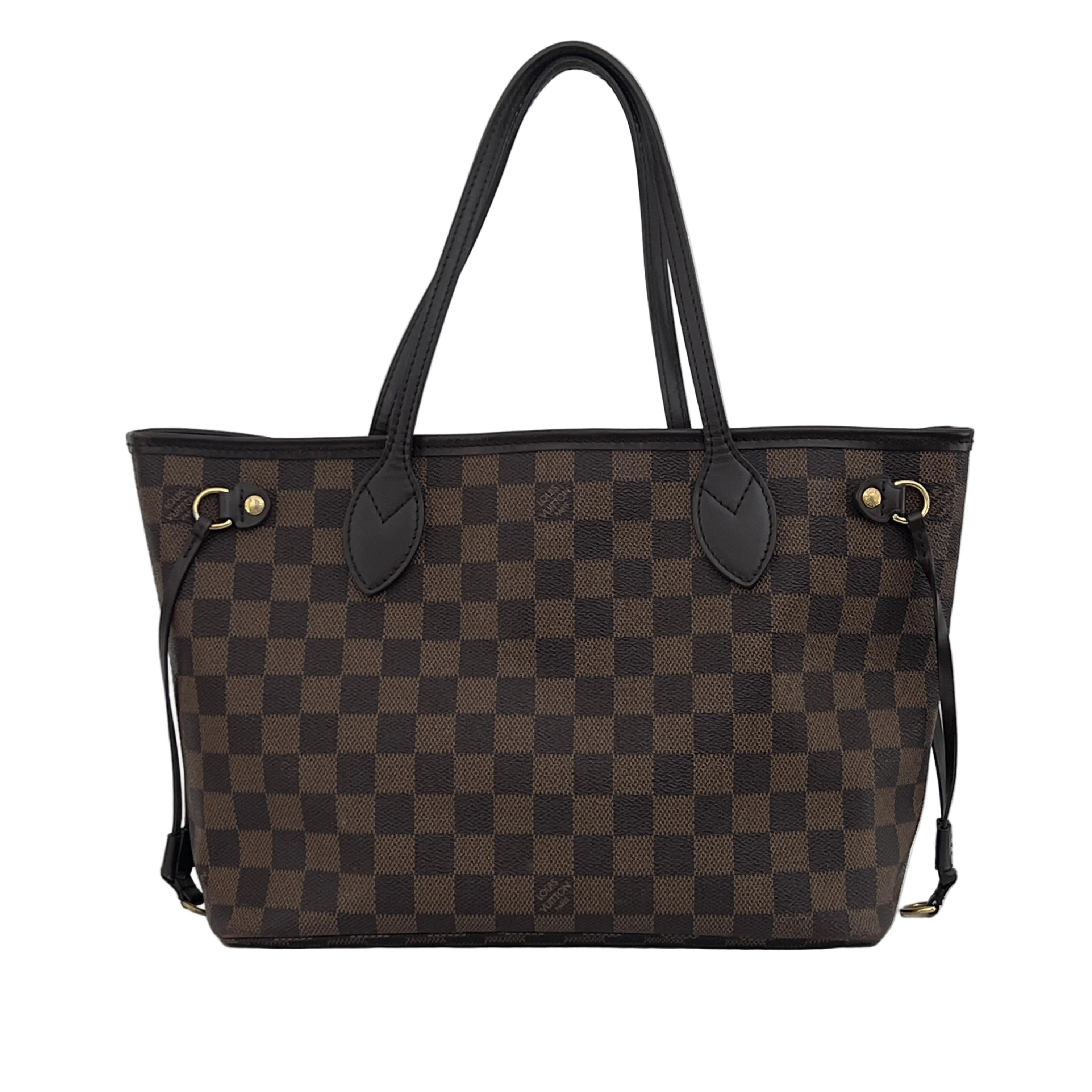 LOUIS VUITTON Neverfull PM canvas and brown leather bag 2014