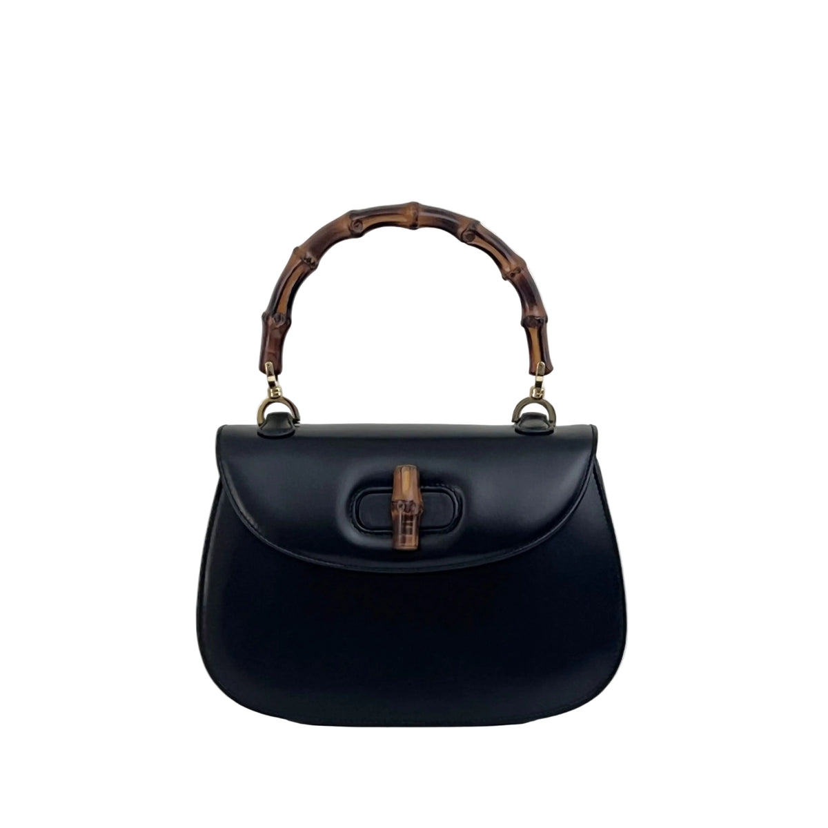 GUCCI Bamboo 1947 small black smooth leather shoulder bag