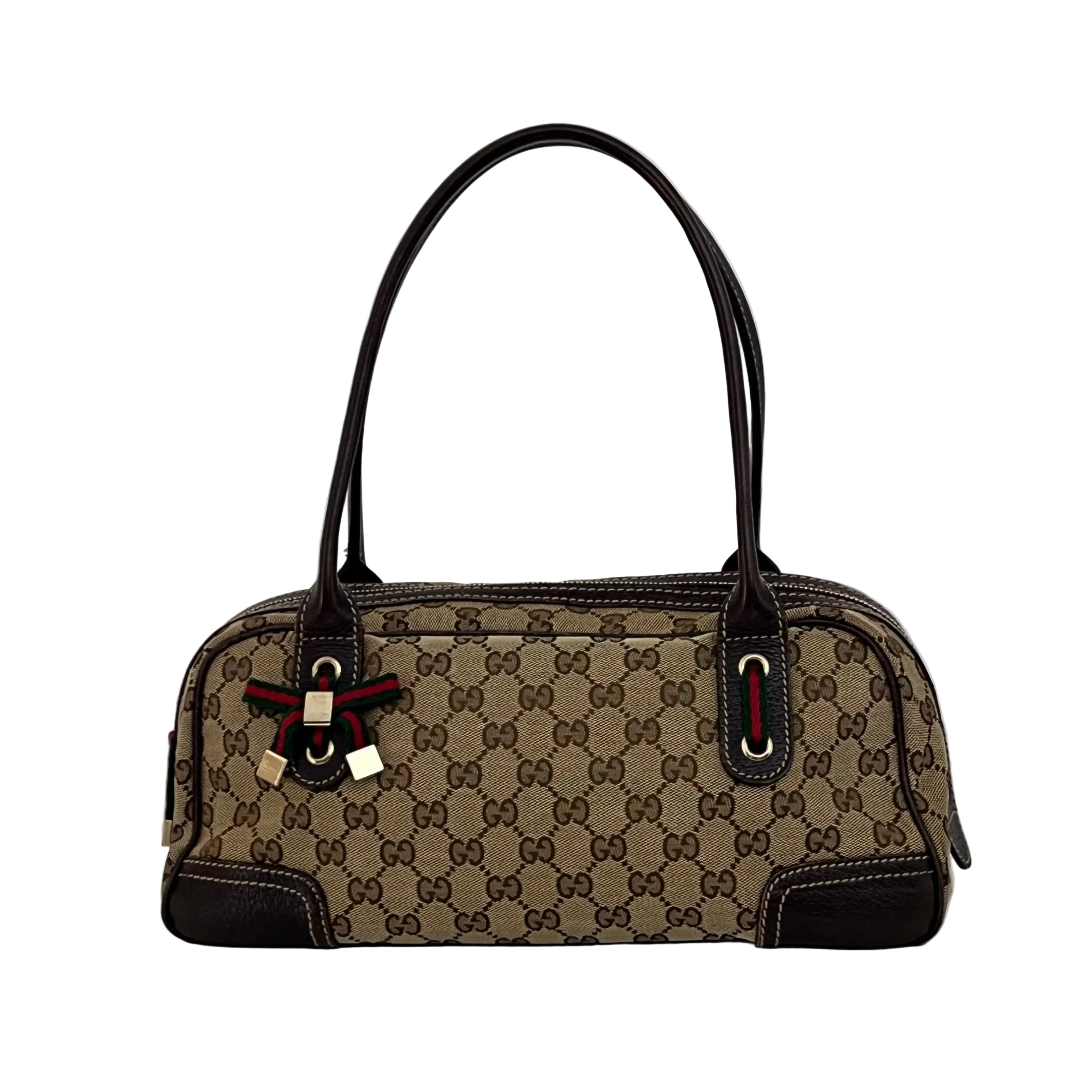 Sac GUCCI Princy Boston Sherry toile et cuir marron