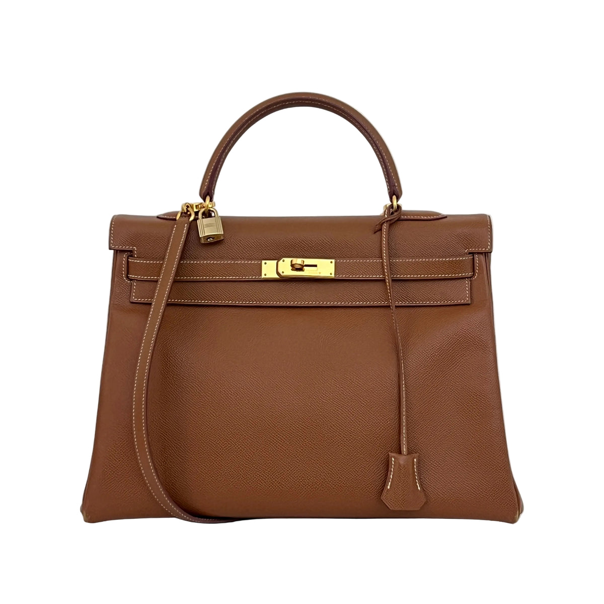 Sac à bandoulière HERMÈS Kelly 35 cuir courchevel retourné marron