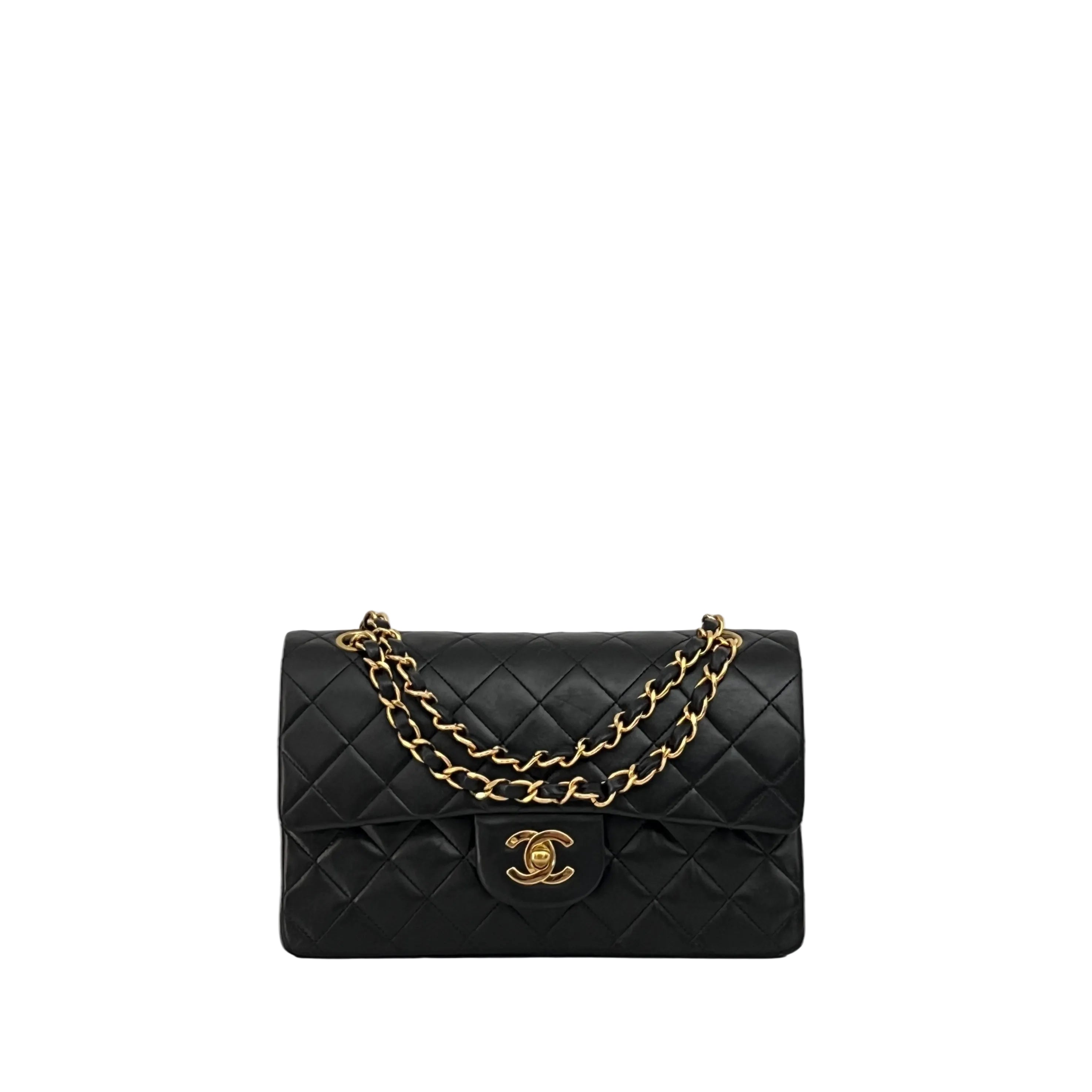 CHANEL Classic Small Flap shoulder bag black lambskin vintage 1991-1994