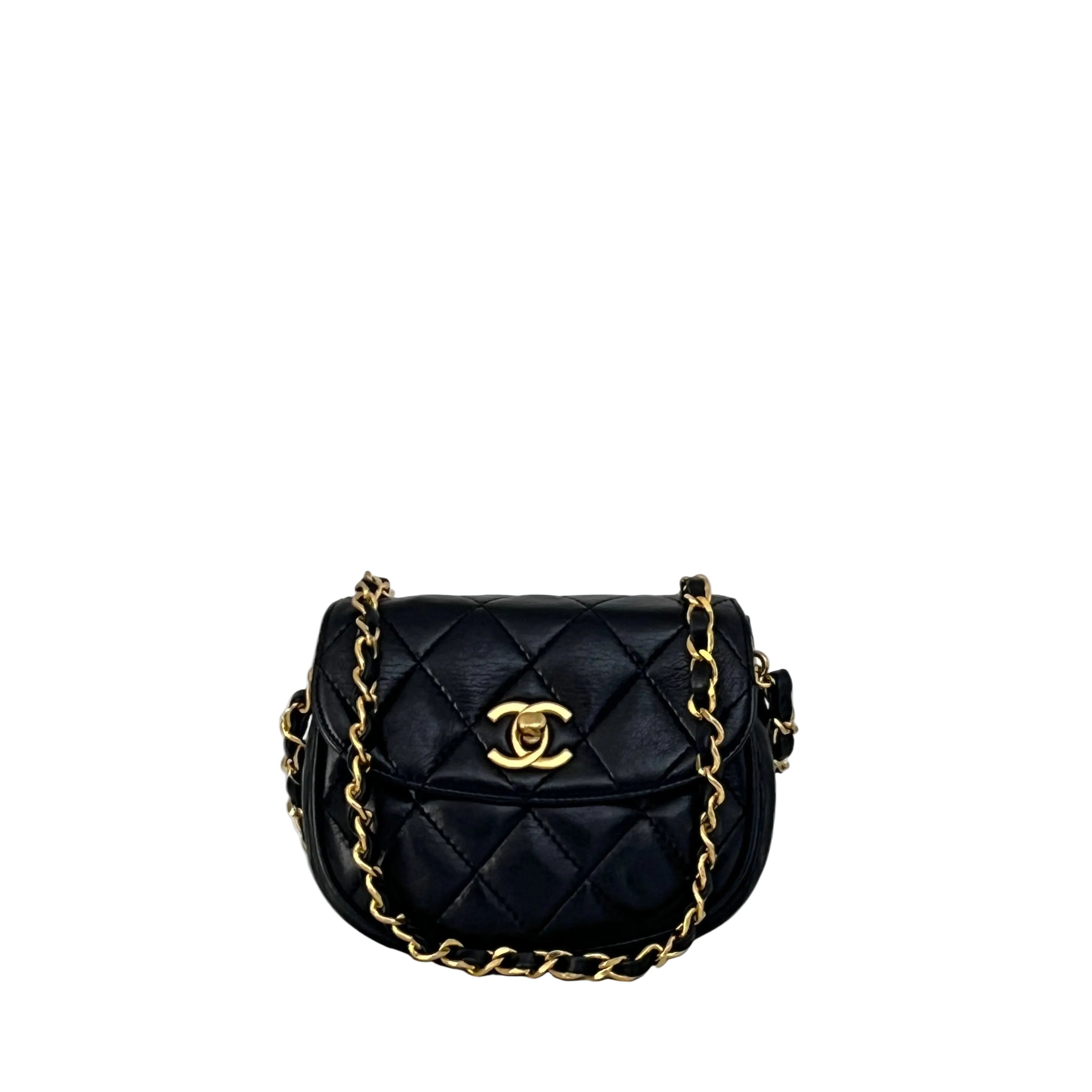 Sac à bandoulière CHANEL Matelassé Chain cuir d'agneau noir vintage 1996-1997
