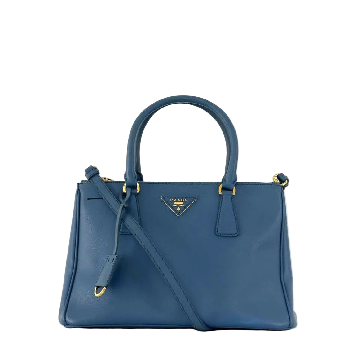 Sac à main PRADA Galleria cuir bleu