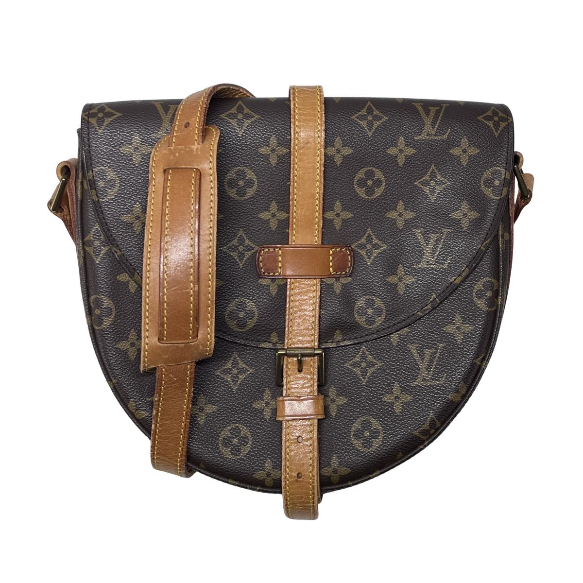 Sac à main LOUIS VUITTON Chantilly toile et cuir marron