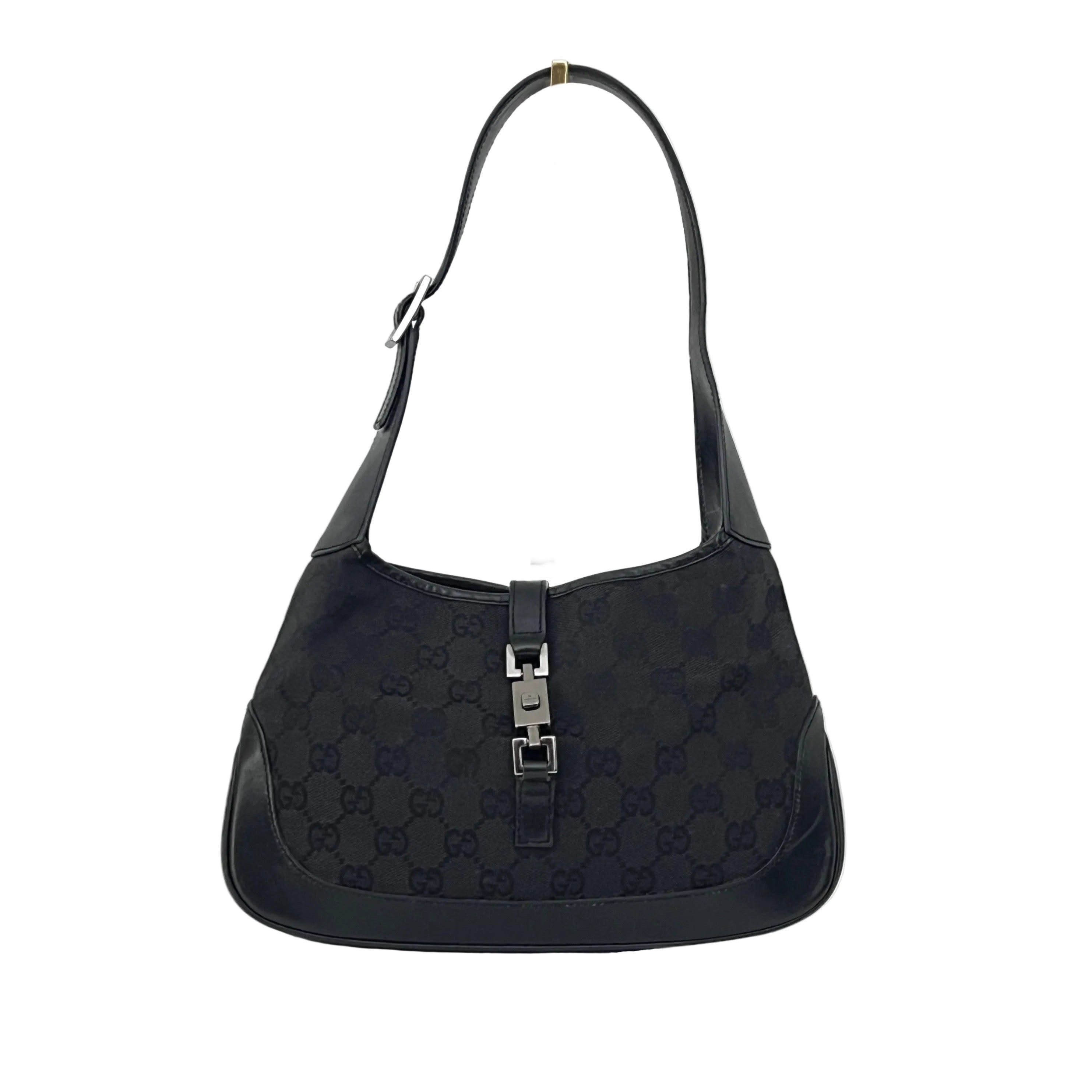 Sac GUCCI Jackie Small toile et cuir noir