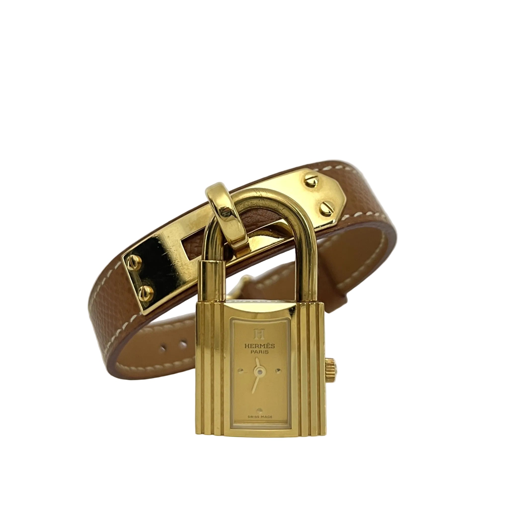 Montre HERMÈS Kelly plaquée or dorée