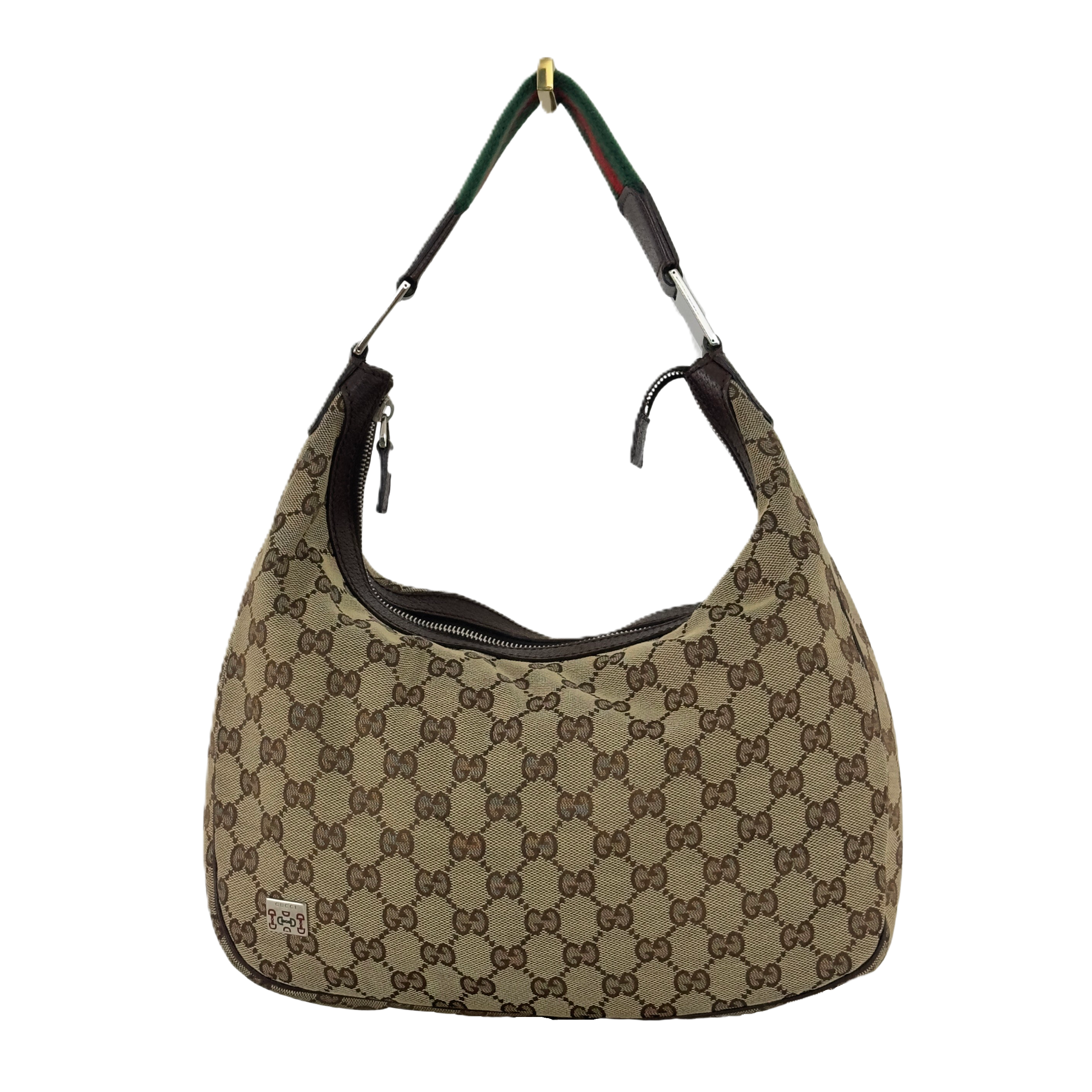 Sac à main GUCCI Hobo toile et cuir marron