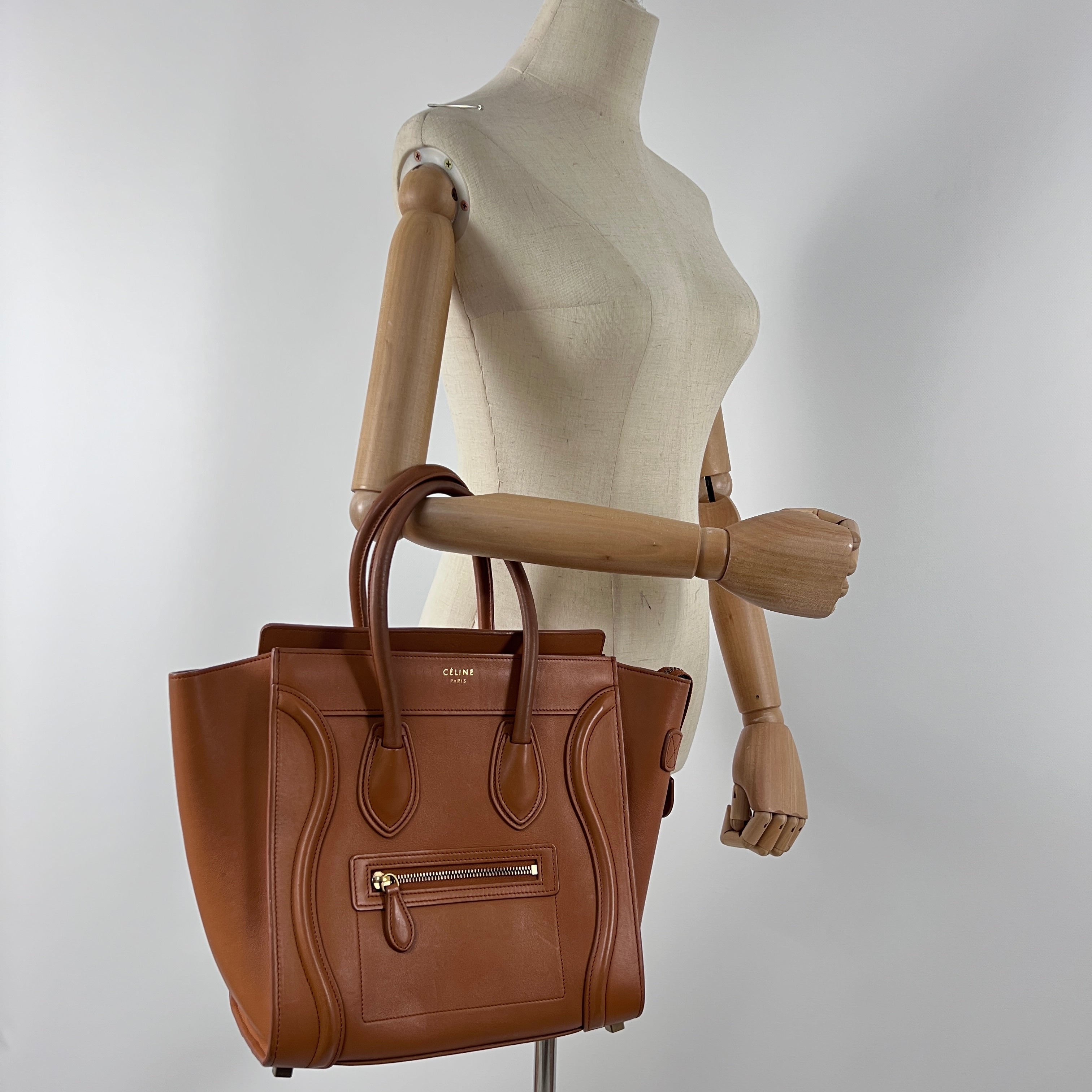 Sac à main CELINE Medium Lugagge cuir marron