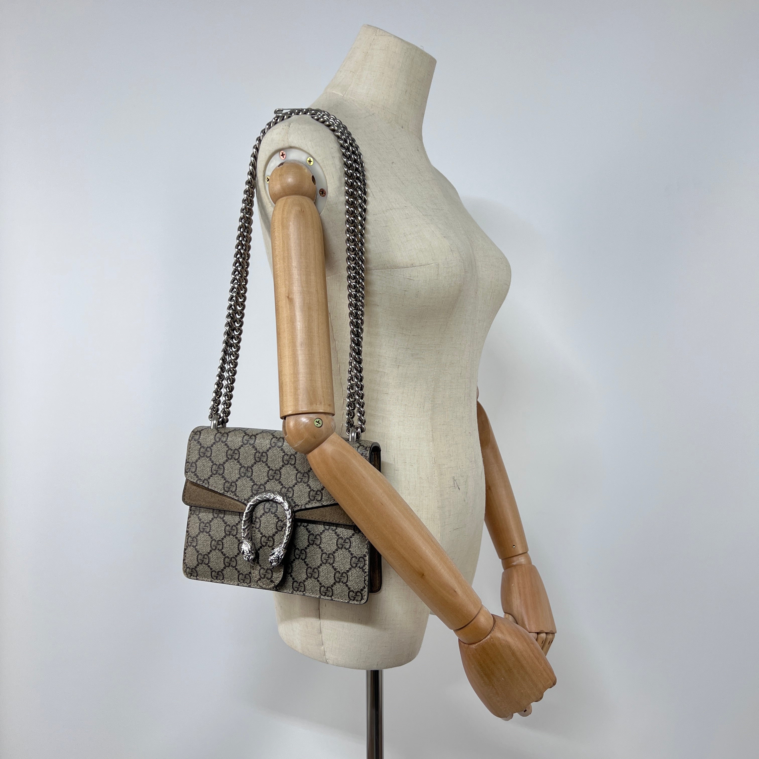 Sac à main GUCCI Dionysus toile et cuir marron