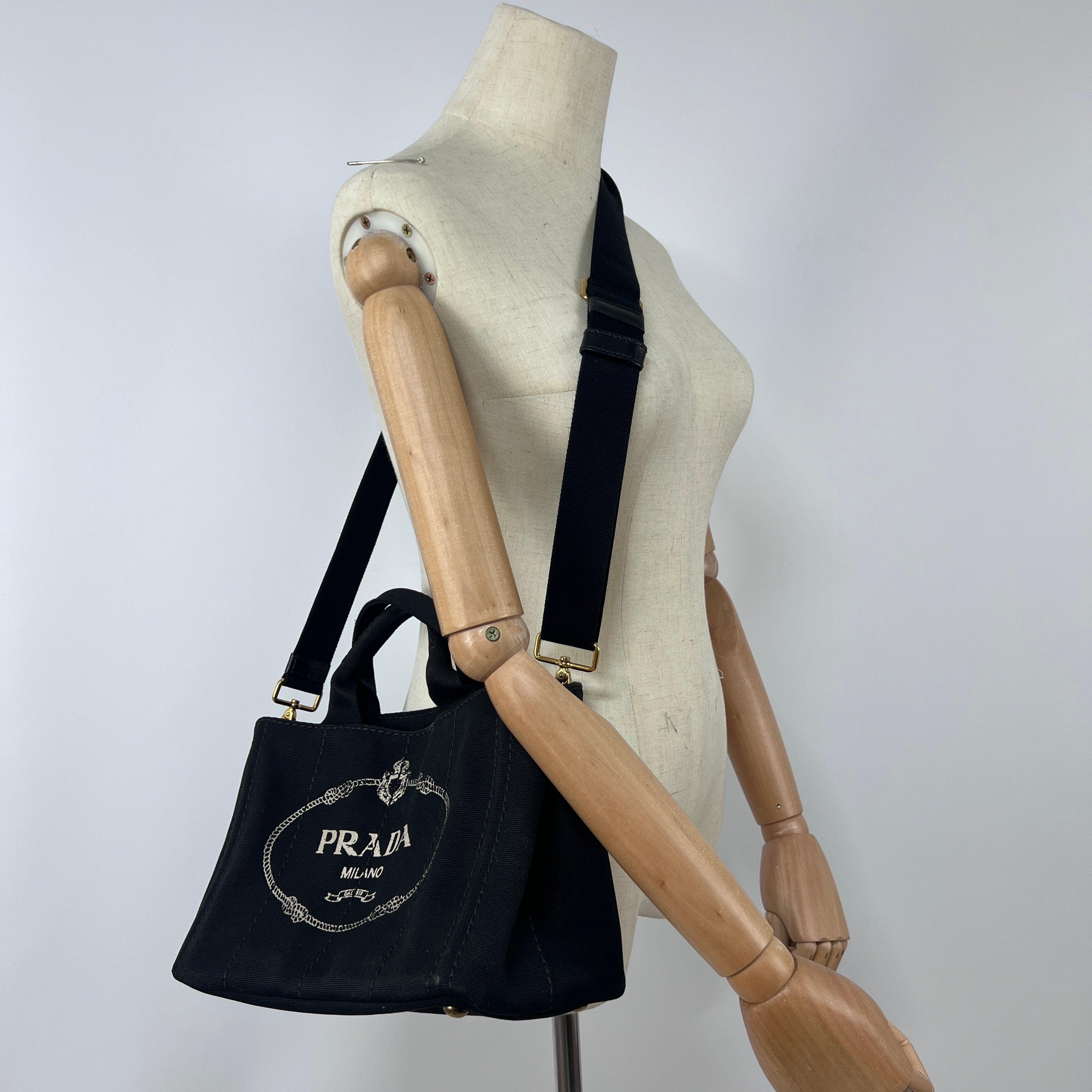 Sac à main PRADA Canapa toile noir