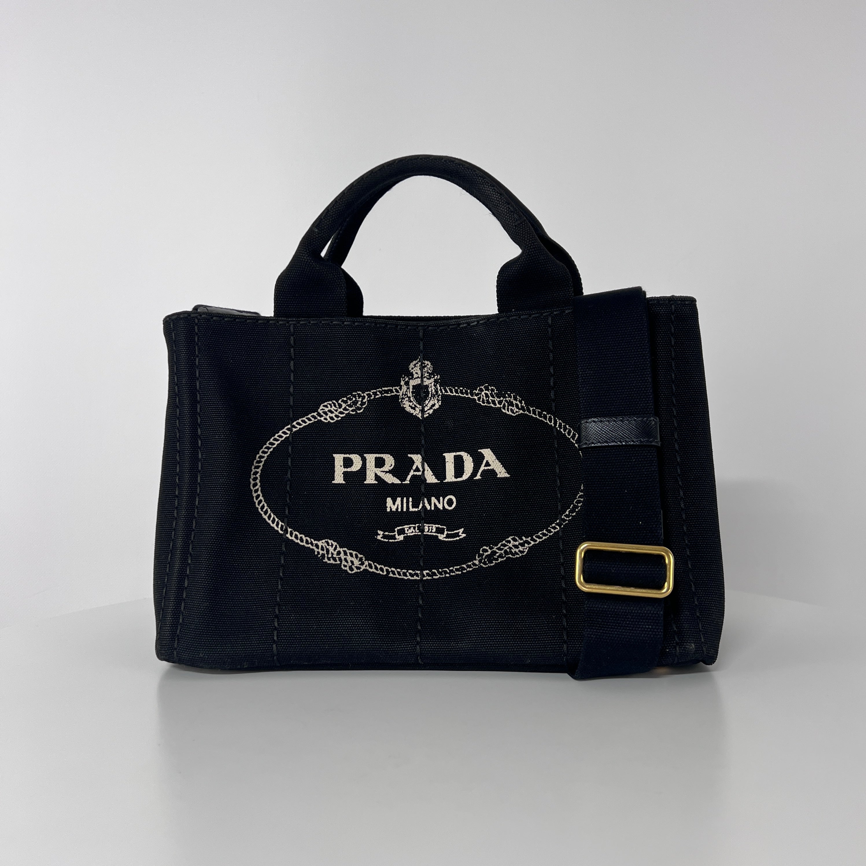 Sac à main PRADA Canapa toile noir