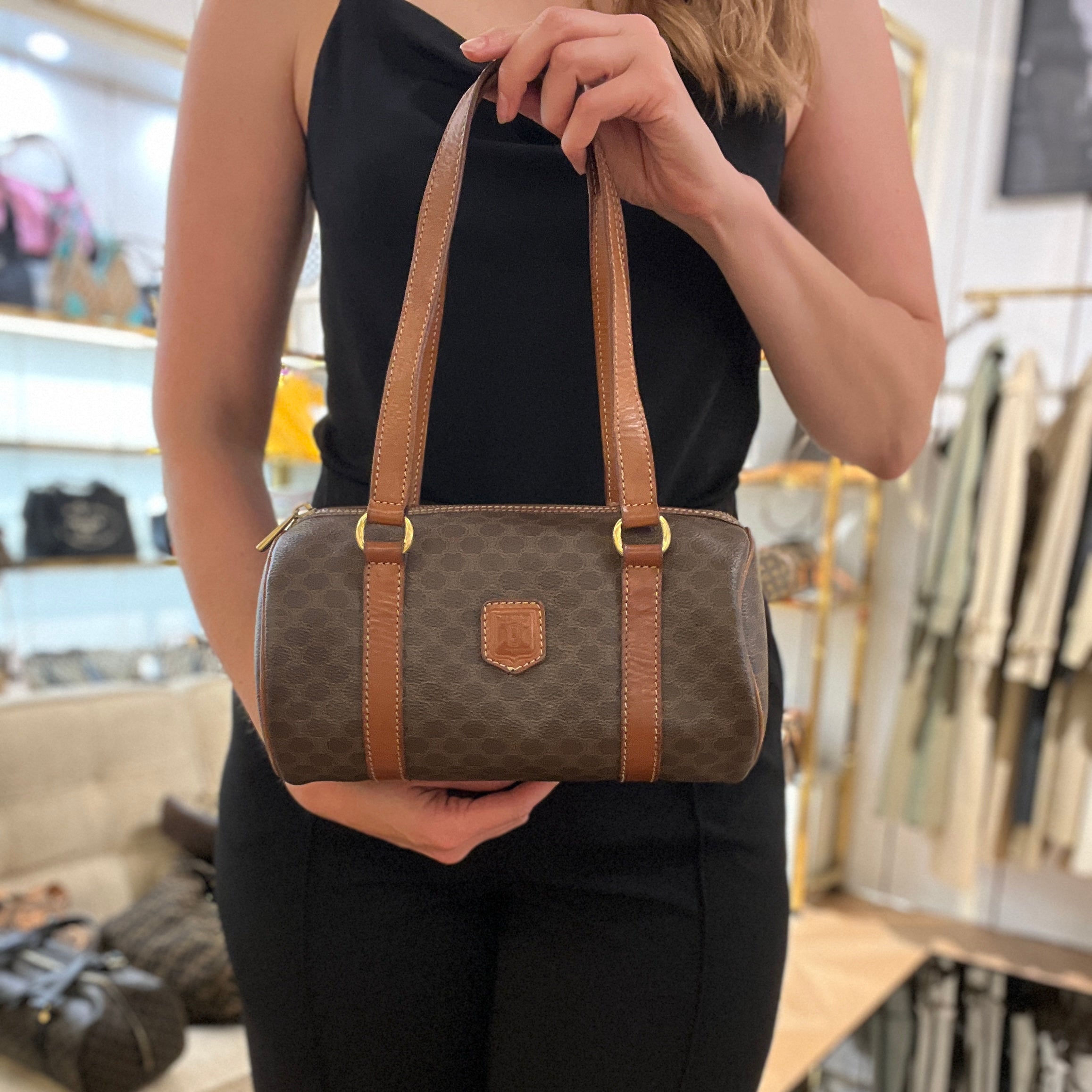 Sac à main CELINE Papillon toile et cuir marron