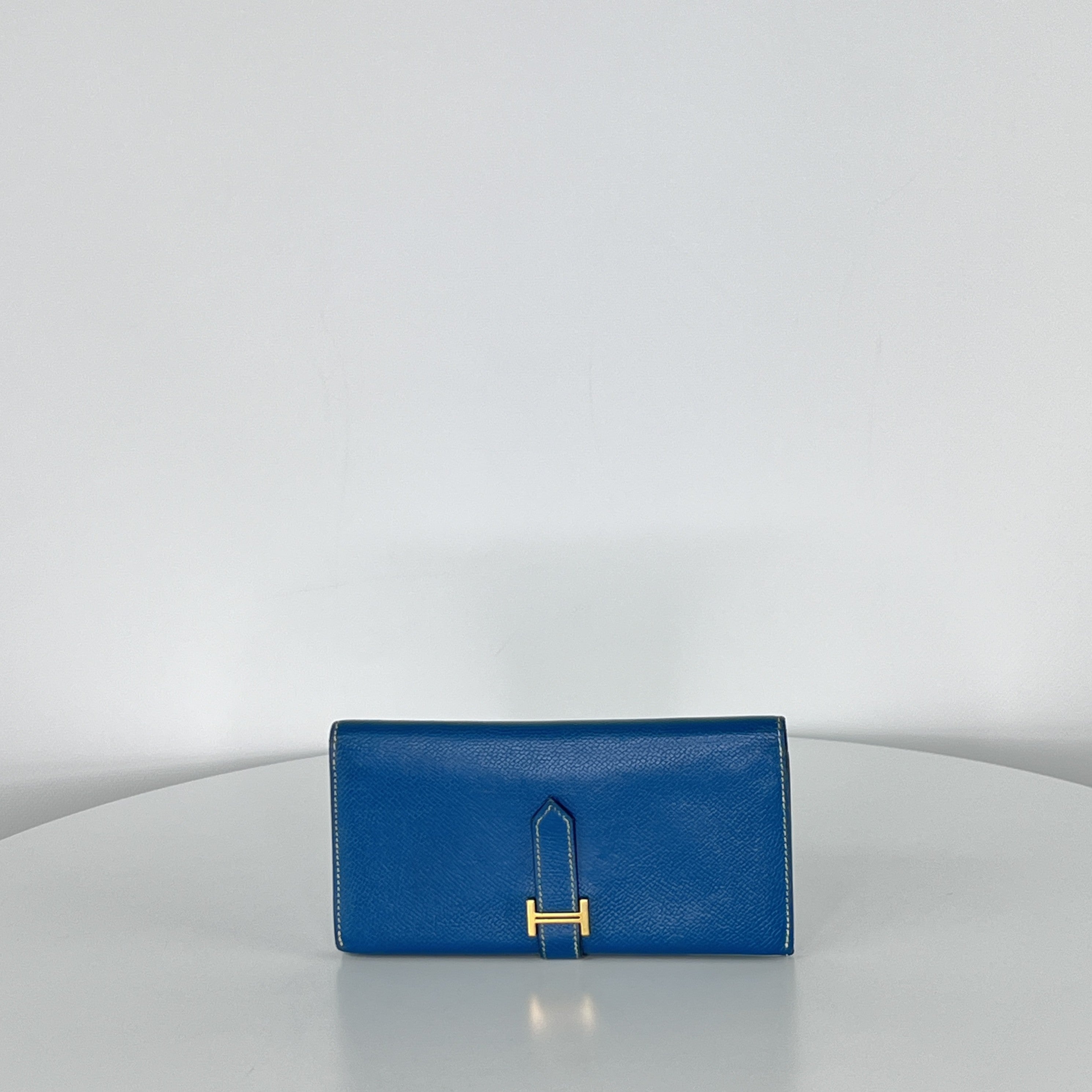 Portefeuille HERMES Wallet Bearn cuir bleu