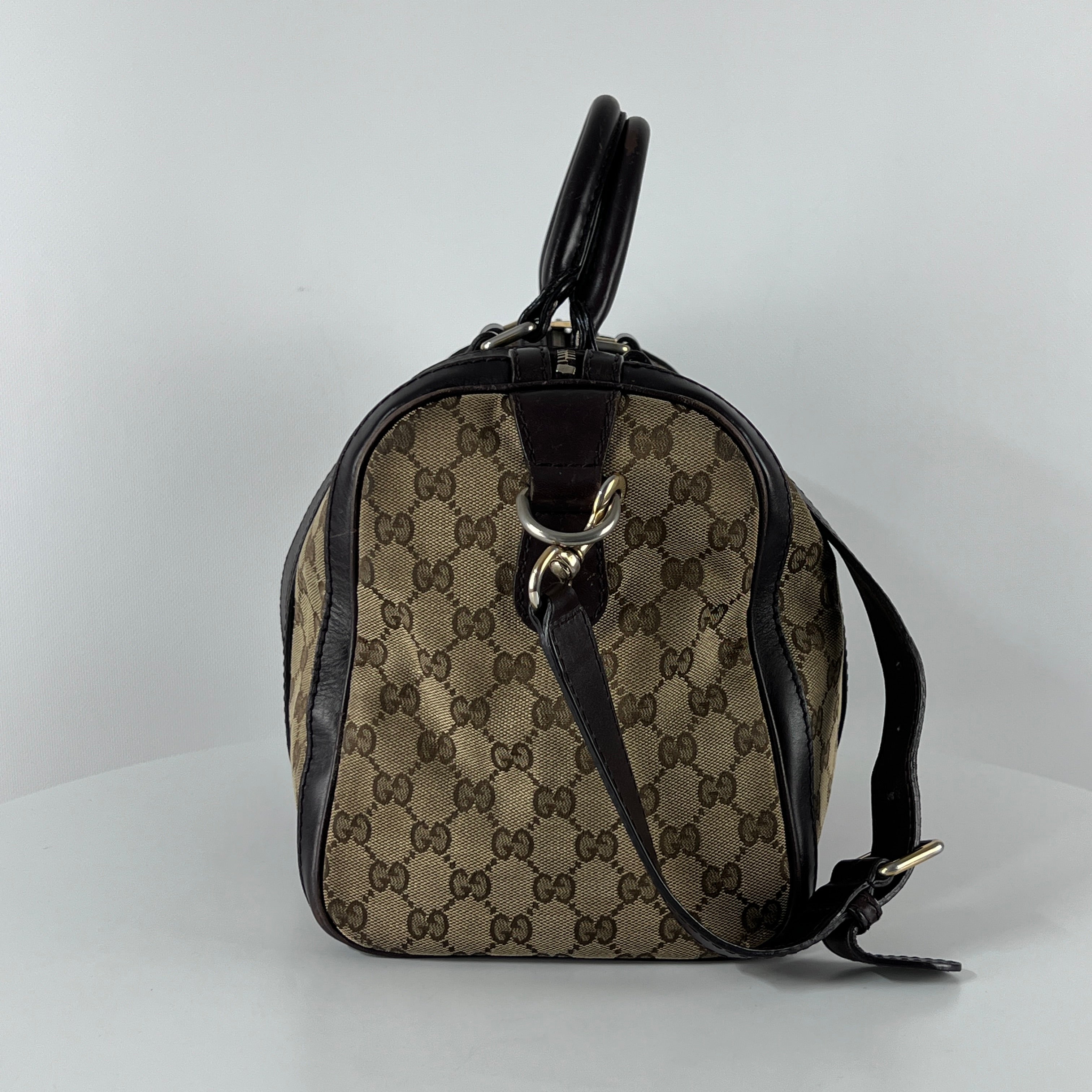 Sac à main GUCCI Boston toile et cuir marron