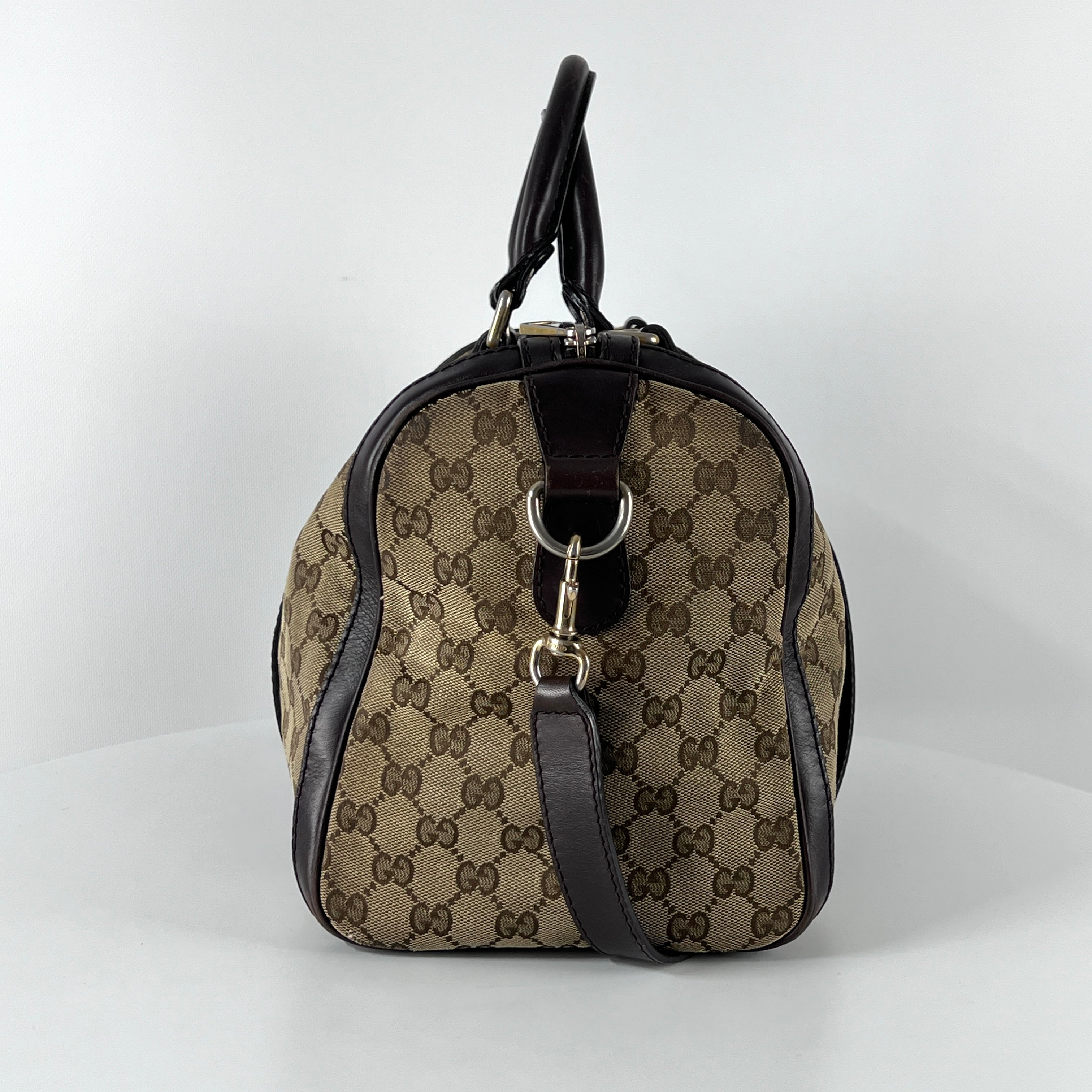 Sac à main GUCCI Boston toile et cuir marron