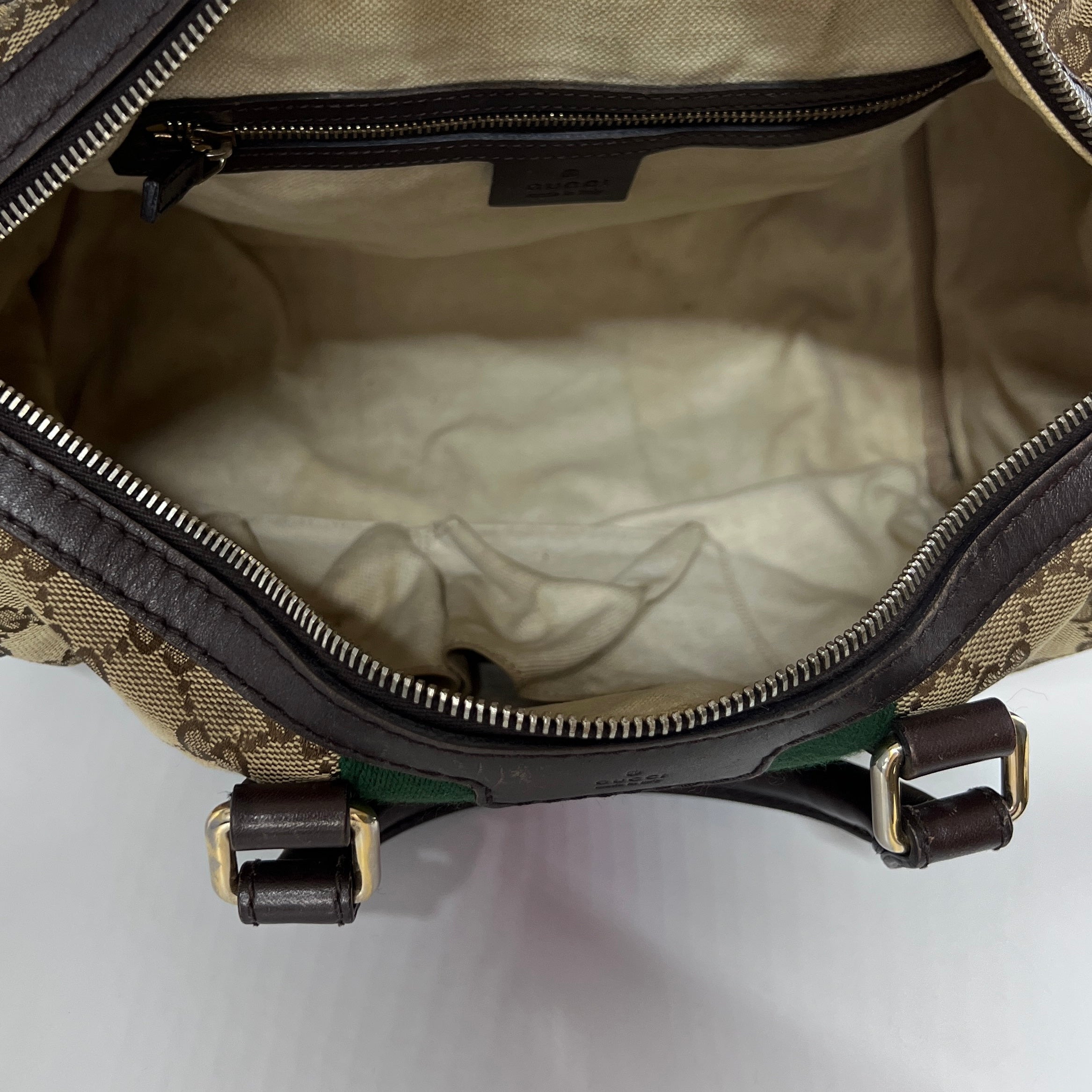 Sac à main GUCCI Boston toile et cuir marron