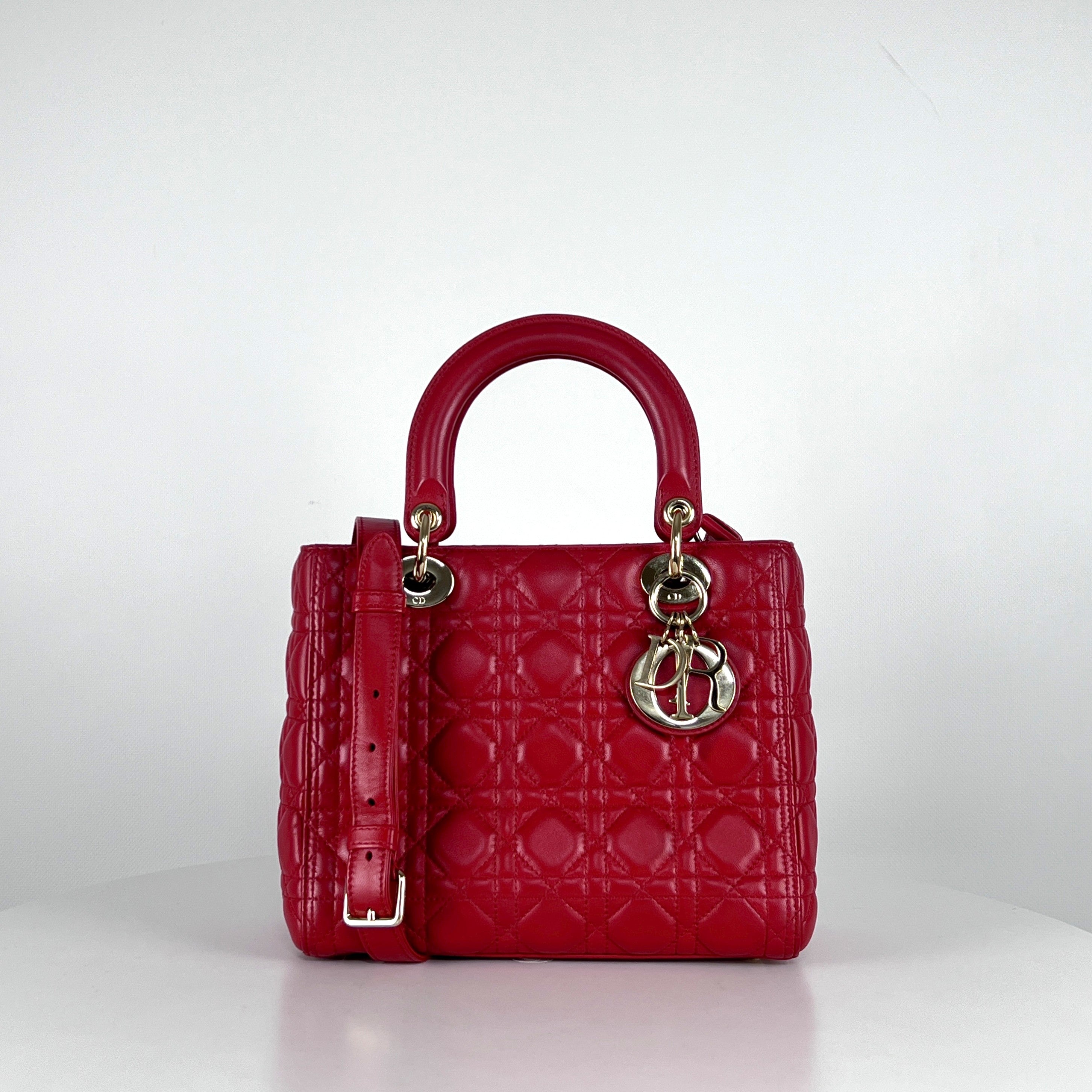 Sac à main DIOR Lady Dior cuir rouge