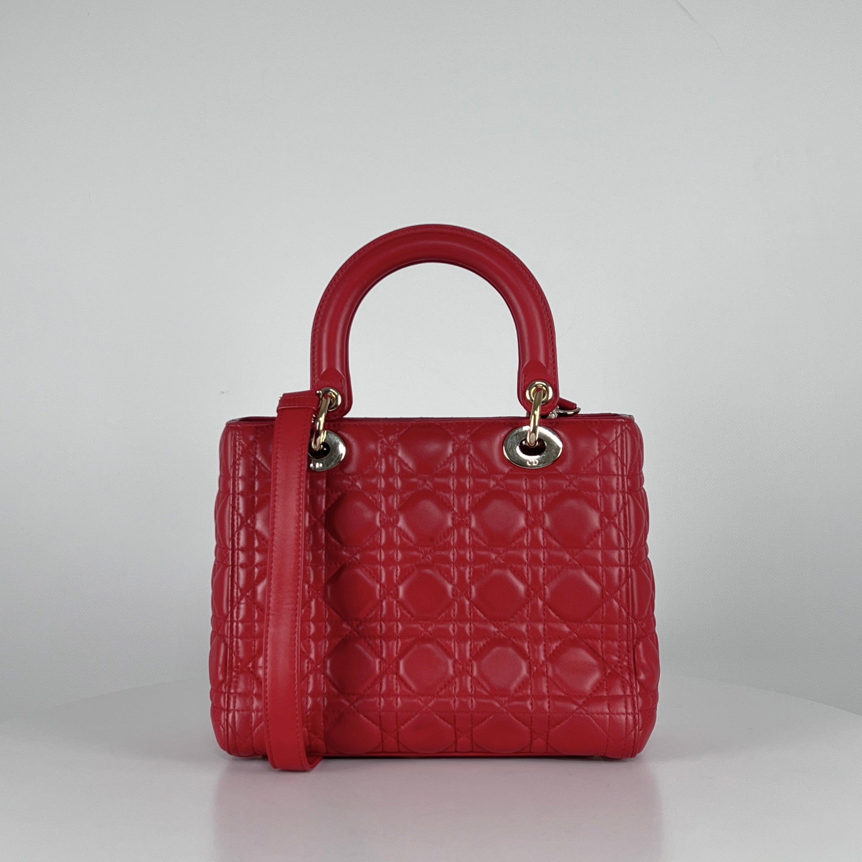 Sac à main DIOR Lady Dior cuir rouge