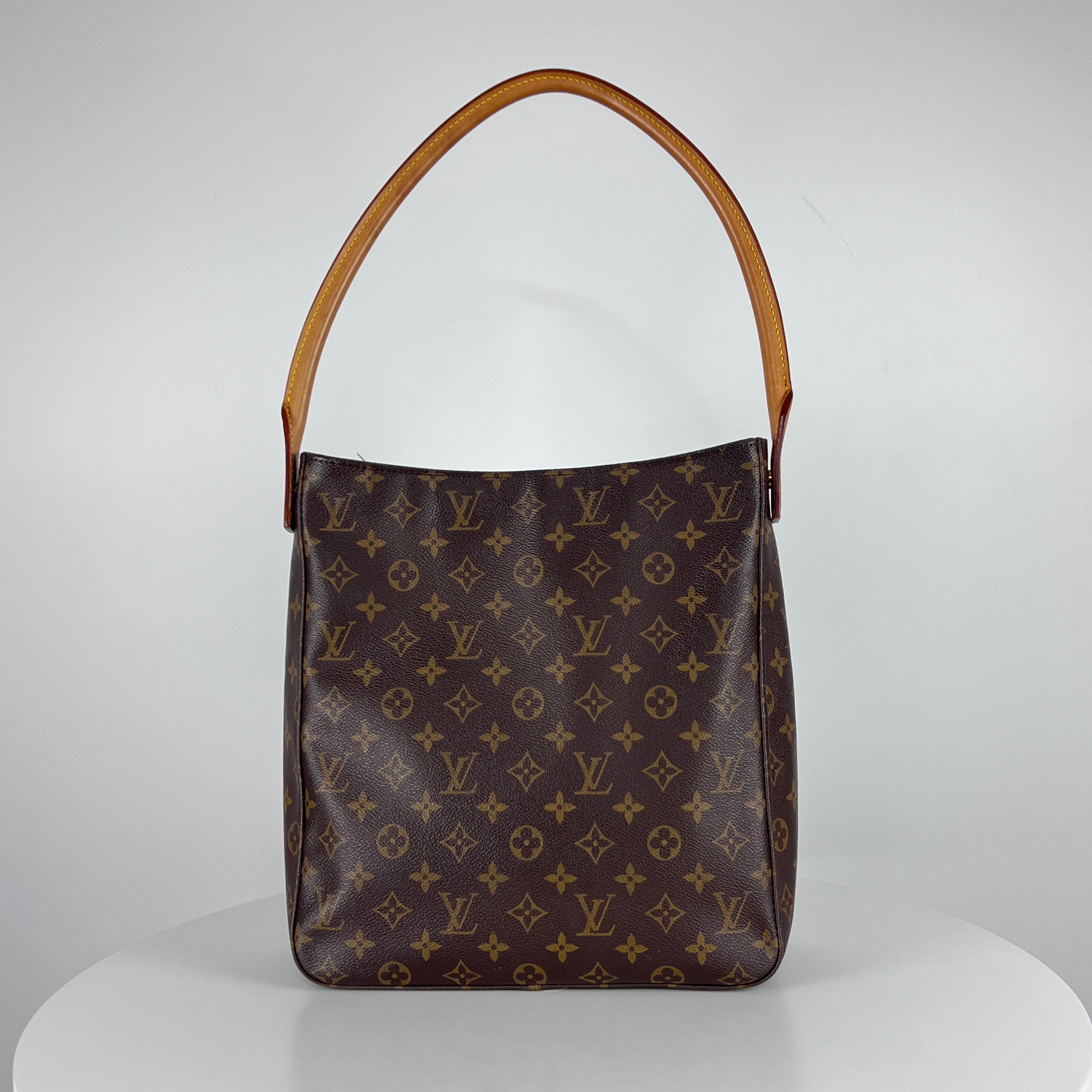 Sac à main LOUIS VUITTON Looping toile et cuir marron