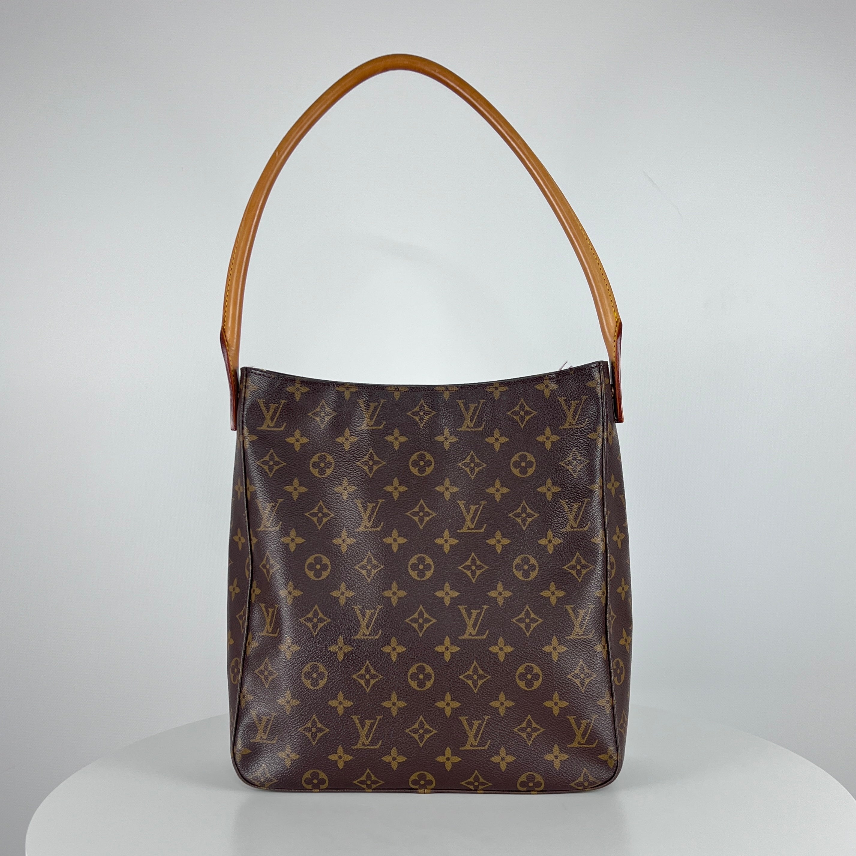 Sac à main LOUIS VUITTON Looping toile et cuir marron
