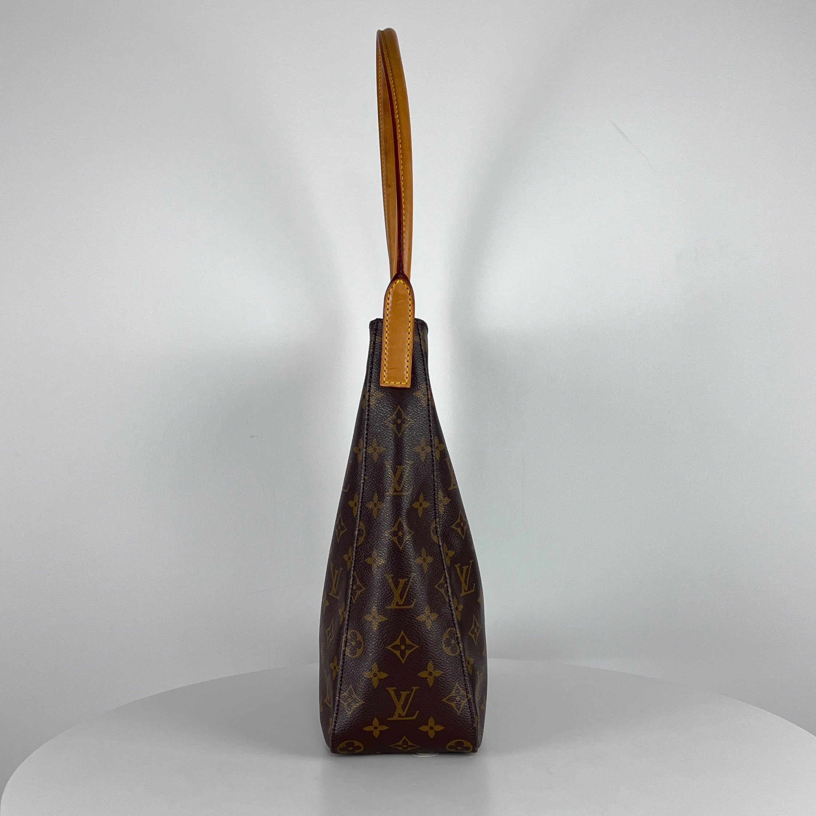 Sac à main LOUIS VUITTON Looping toile et cuir marron