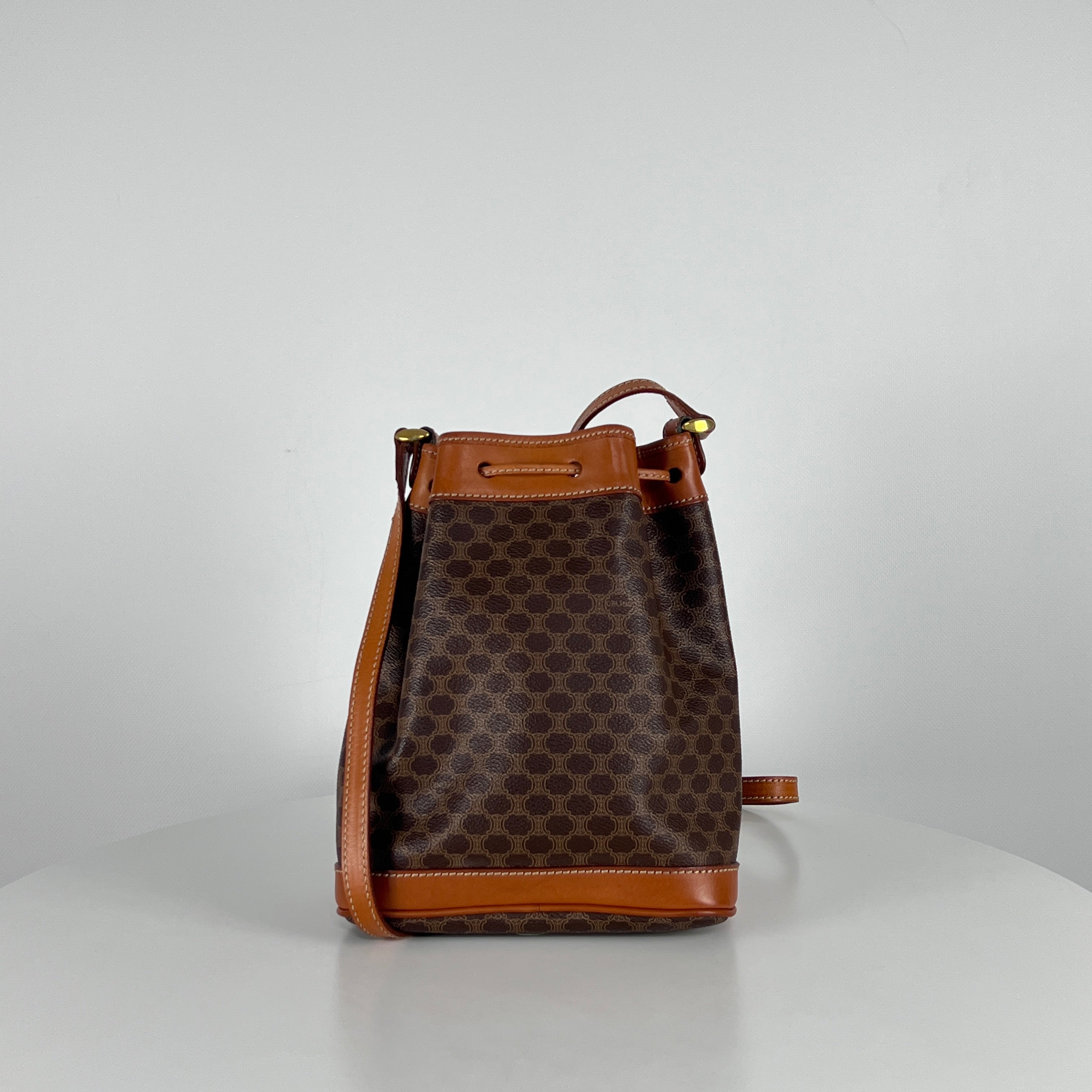 Sac à main CELINE Seau toile et cuir marron