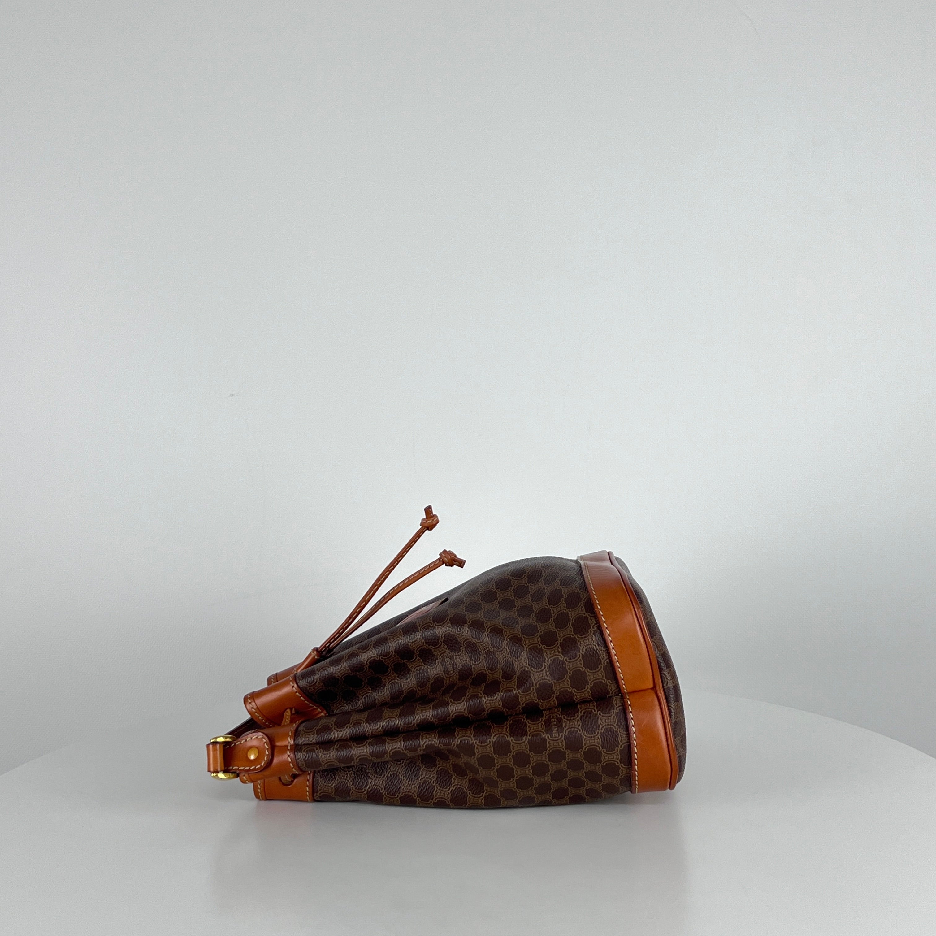 Sac à main CELINE Seau toile et cuir marron
