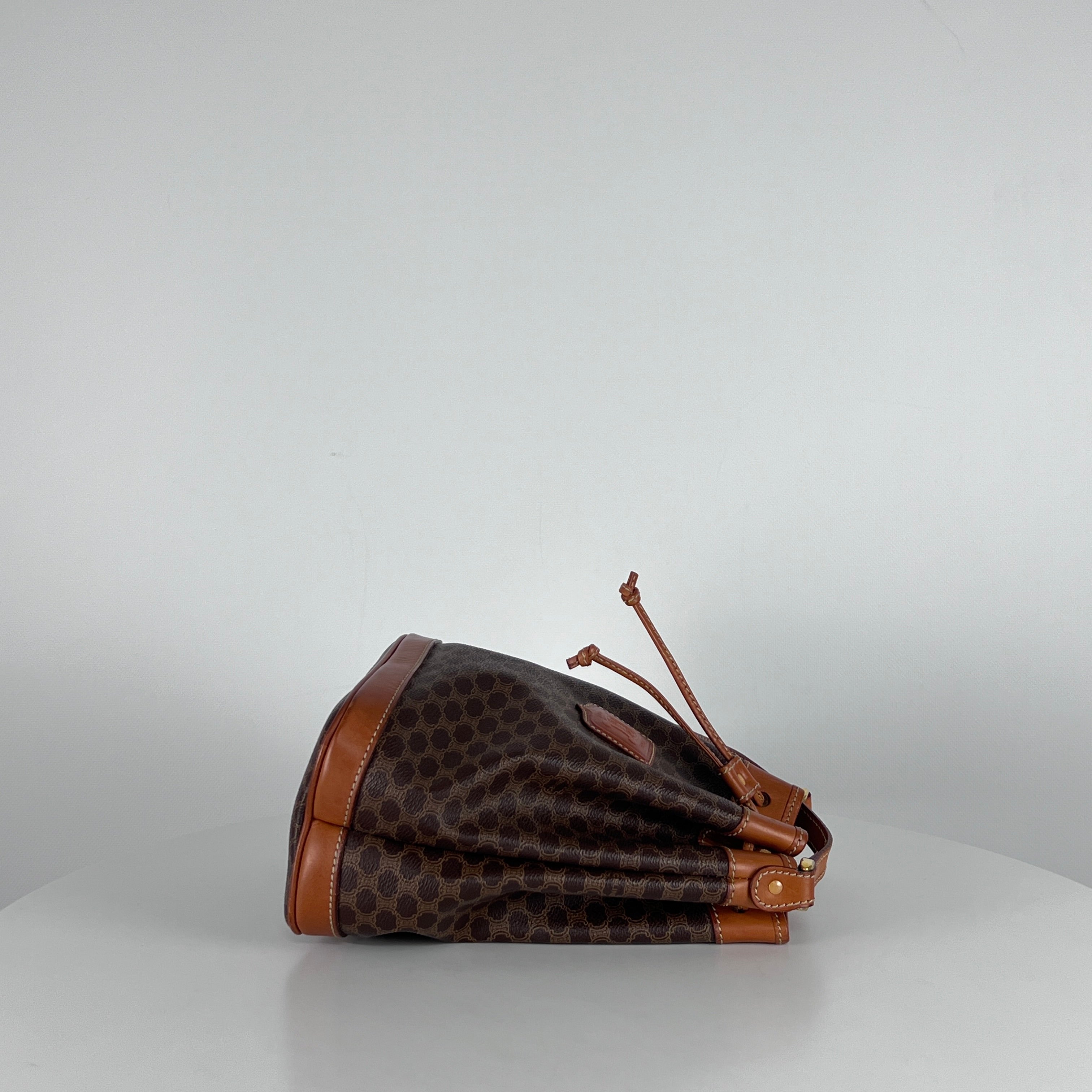 Sac à main CELINE Seau toile et cuir marron