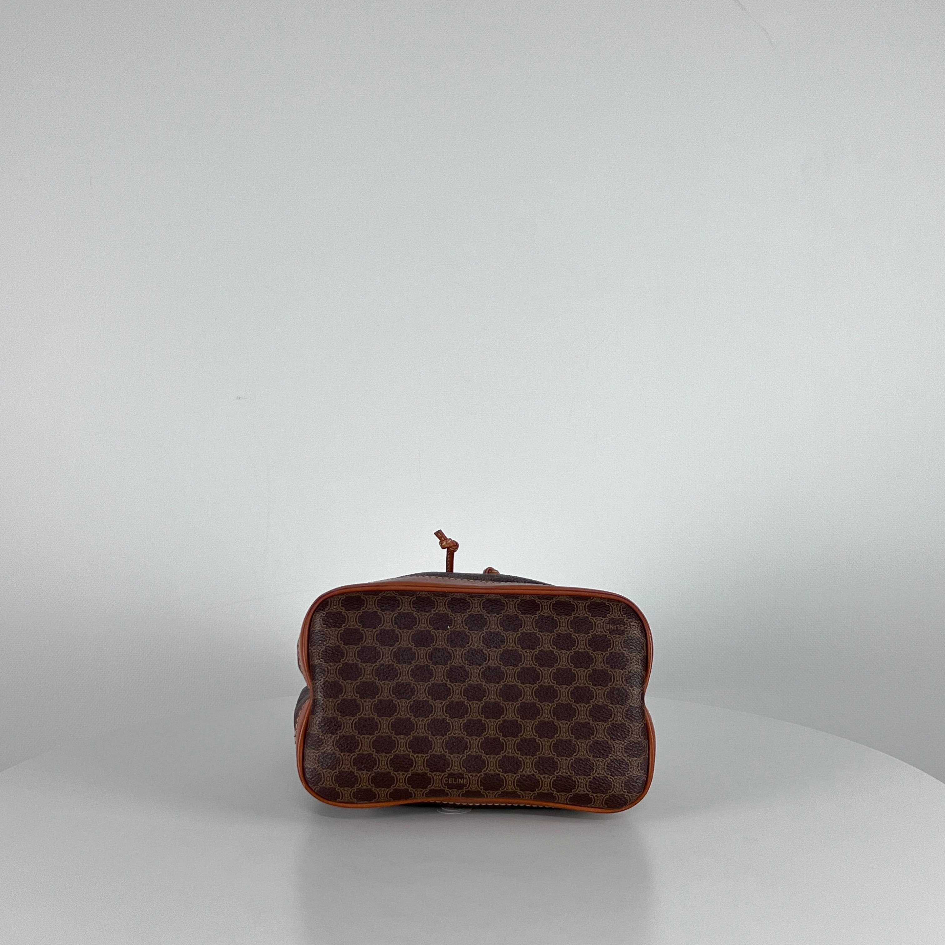 Sac à main CELINE Seau toile et cuir marron