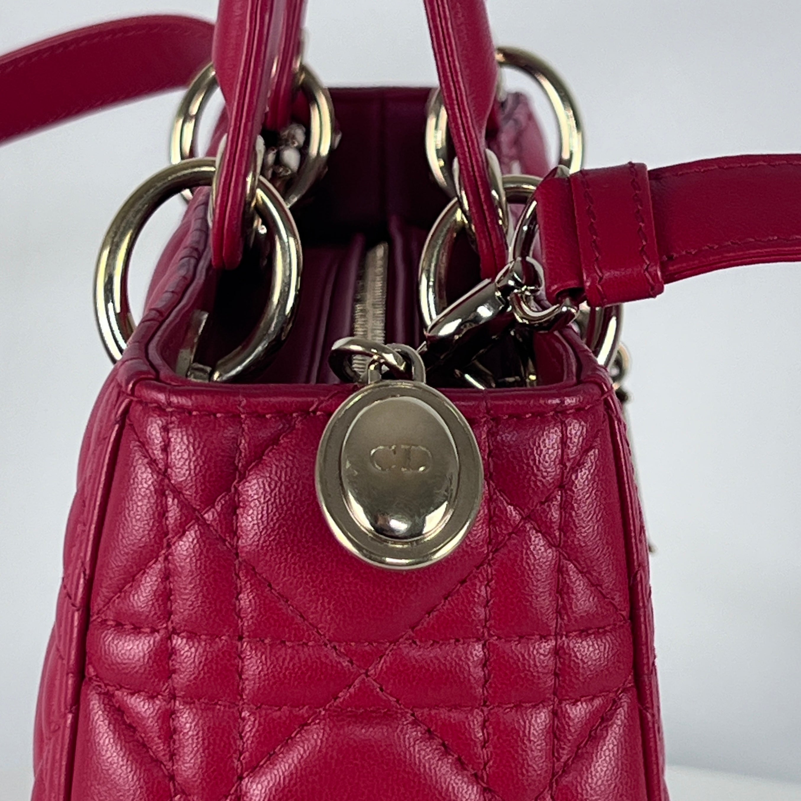 Sac à main DIOR Lady Dior cuir rouge