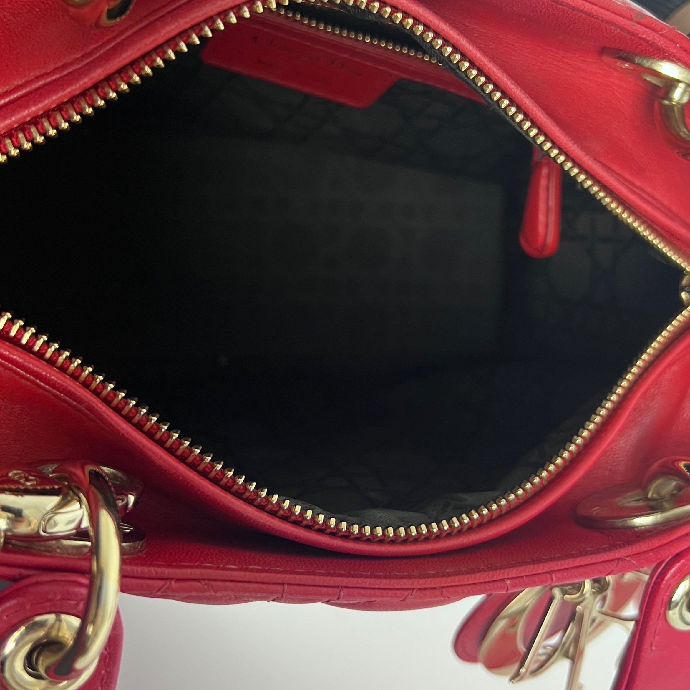 Sac à main DIOR Lady Dior cuir rouge