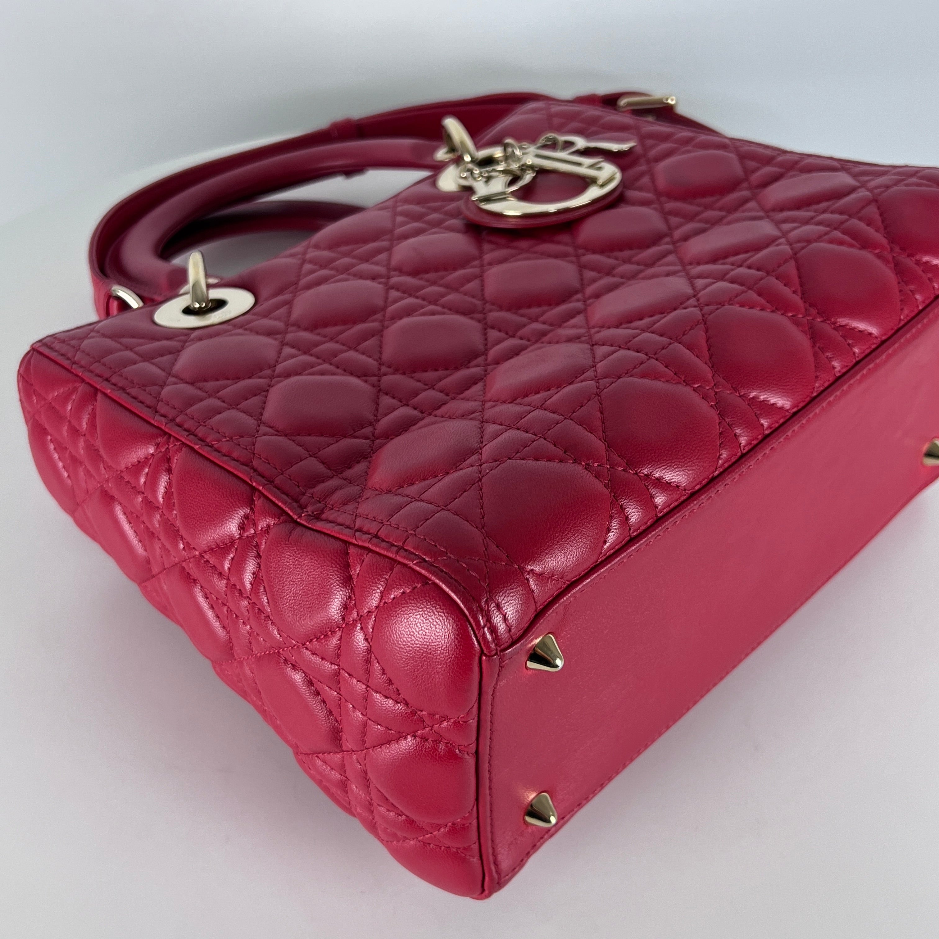 Sac à main DIOR Lady Dior cuir rouge