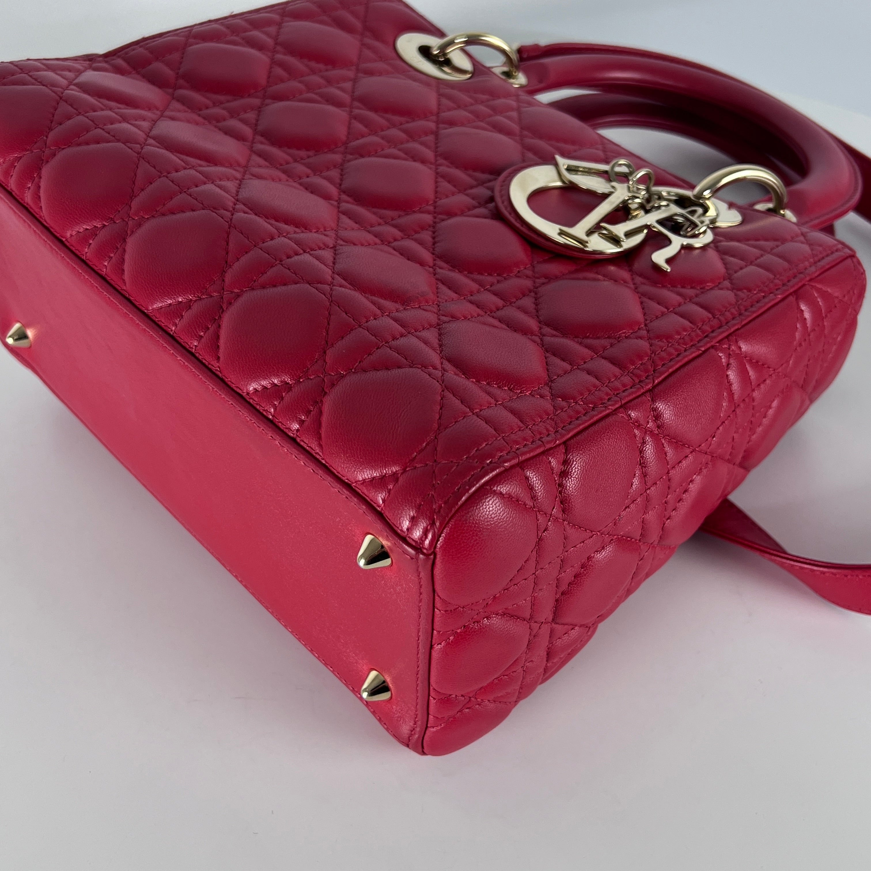 Sac à main DIOR Lady Dior cuir rouge
