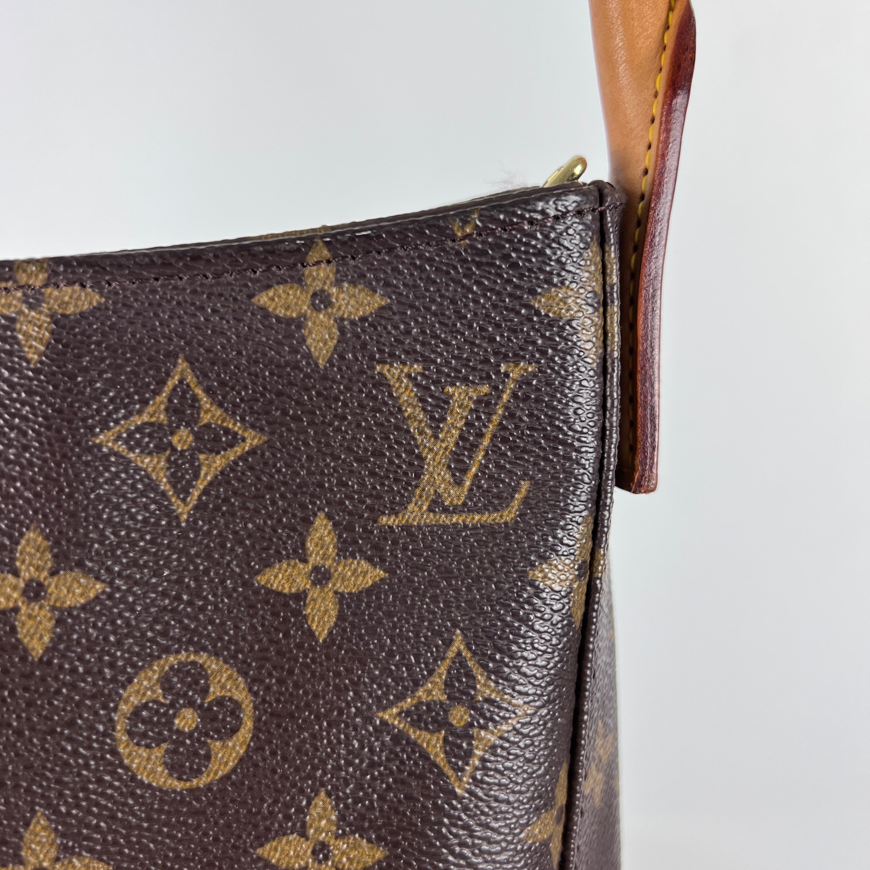 Sac à main LOUIS VUITTON Looping toile et cuir marron