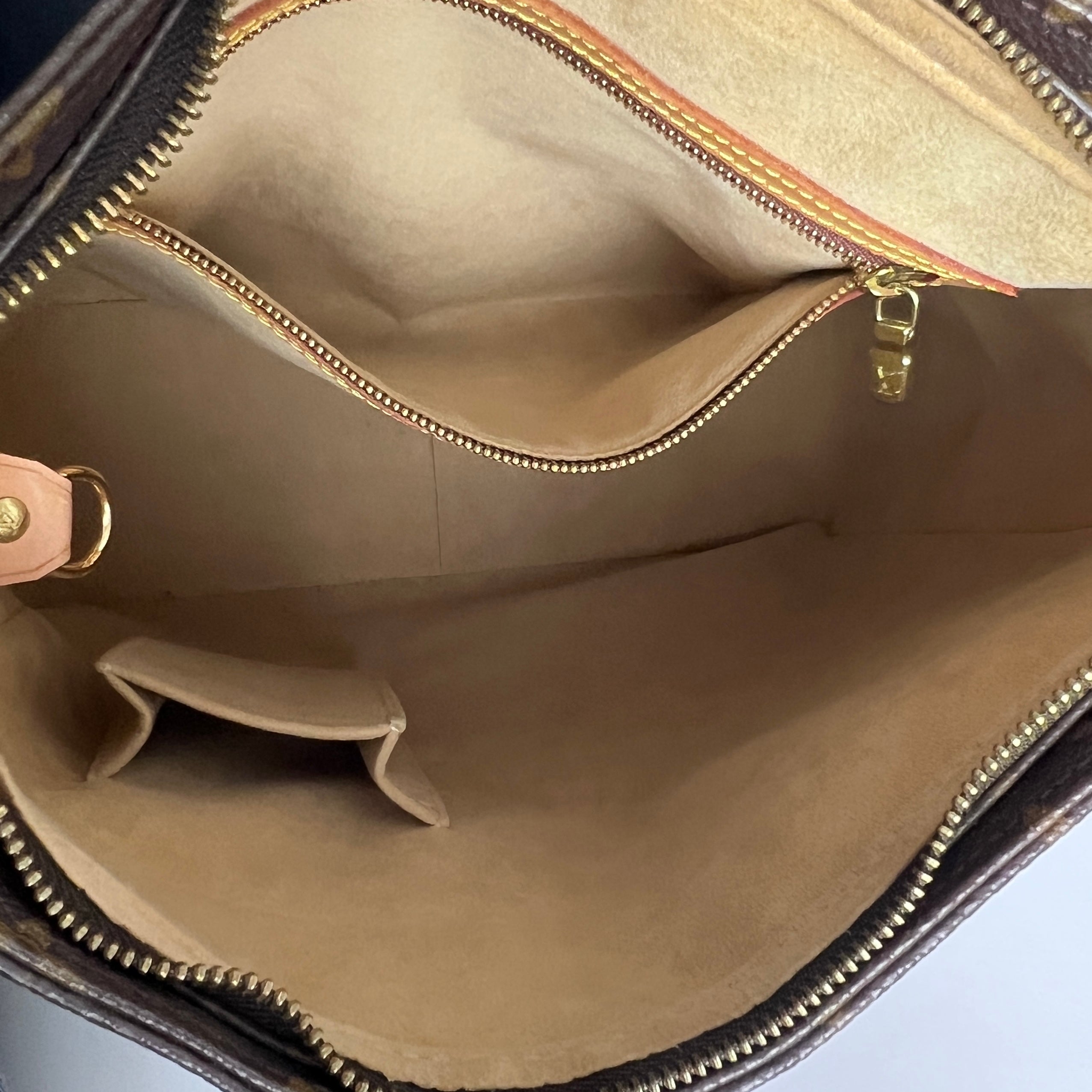 Sac à main LOUIS VUITTON Looping toile et cuir marron