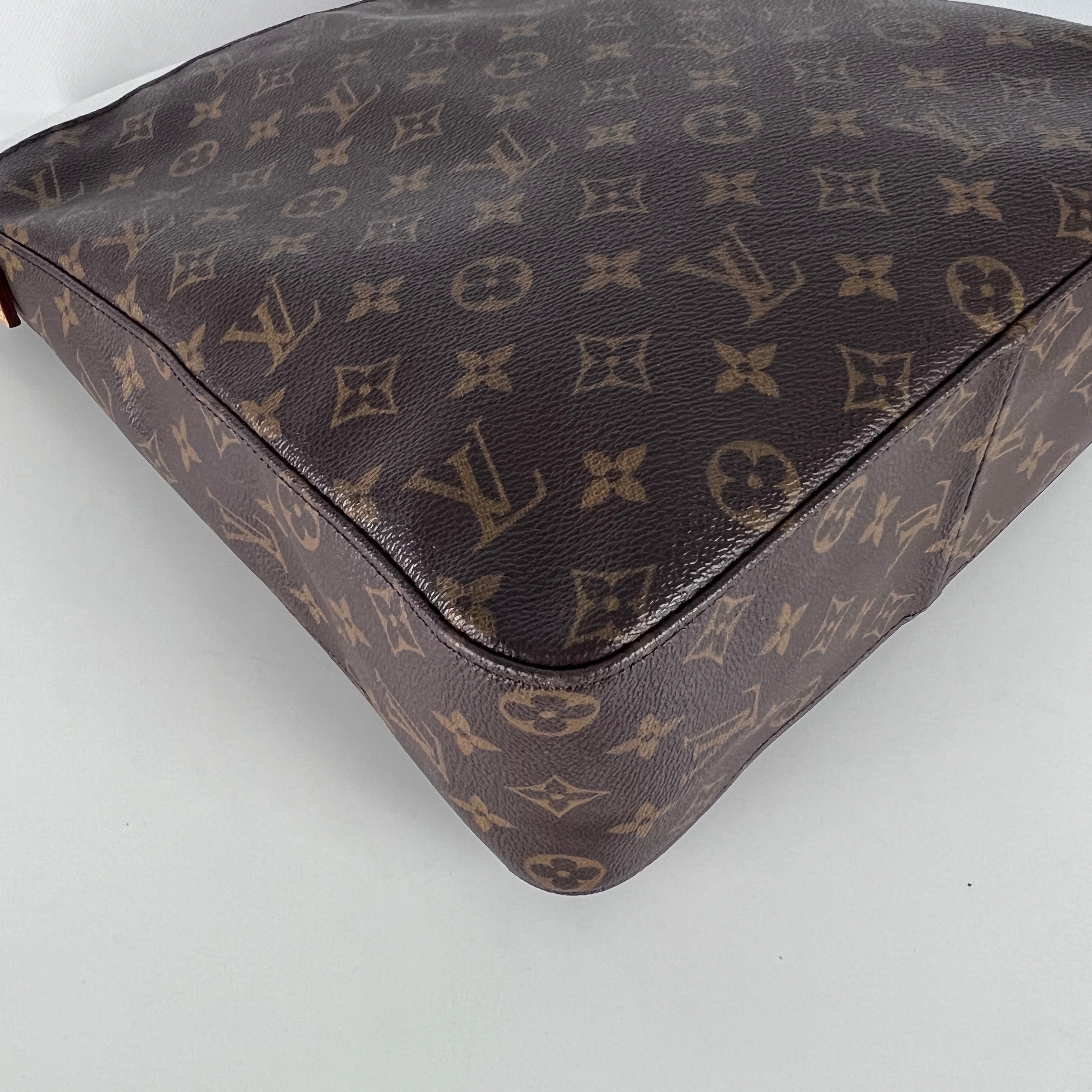 Sac à main LOUIS VUITTON Looping toile et cuir marron