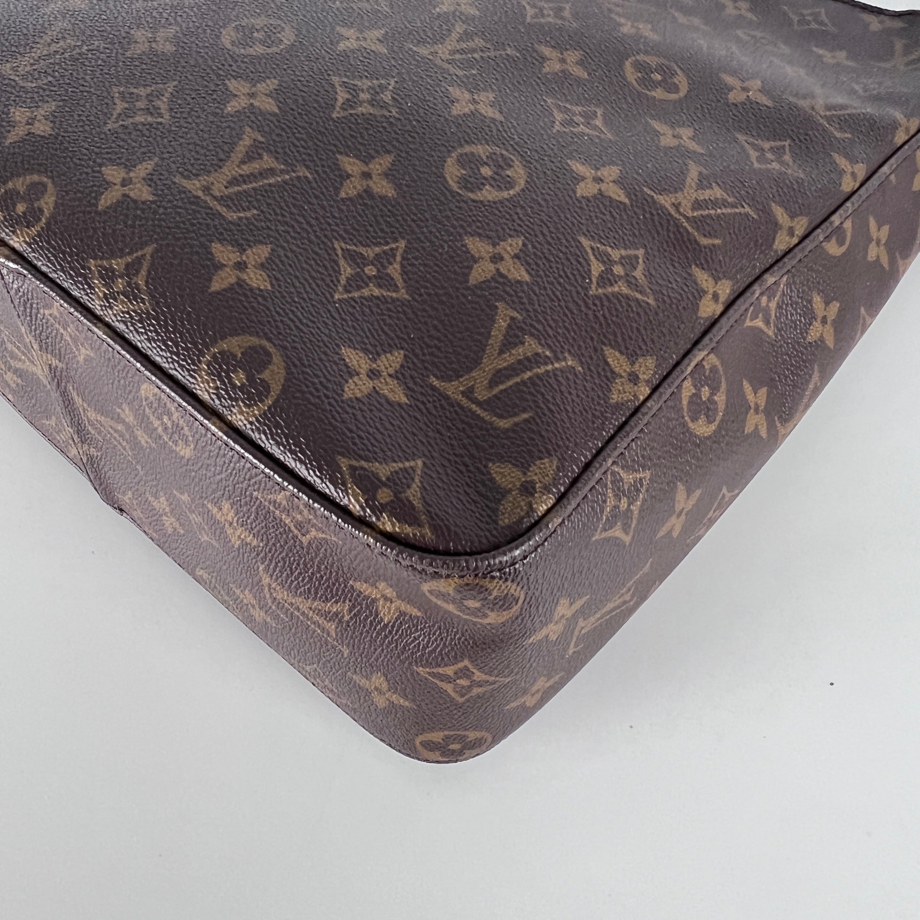 Sac à main LOUIS VUITTON Looping toile et cuir marron