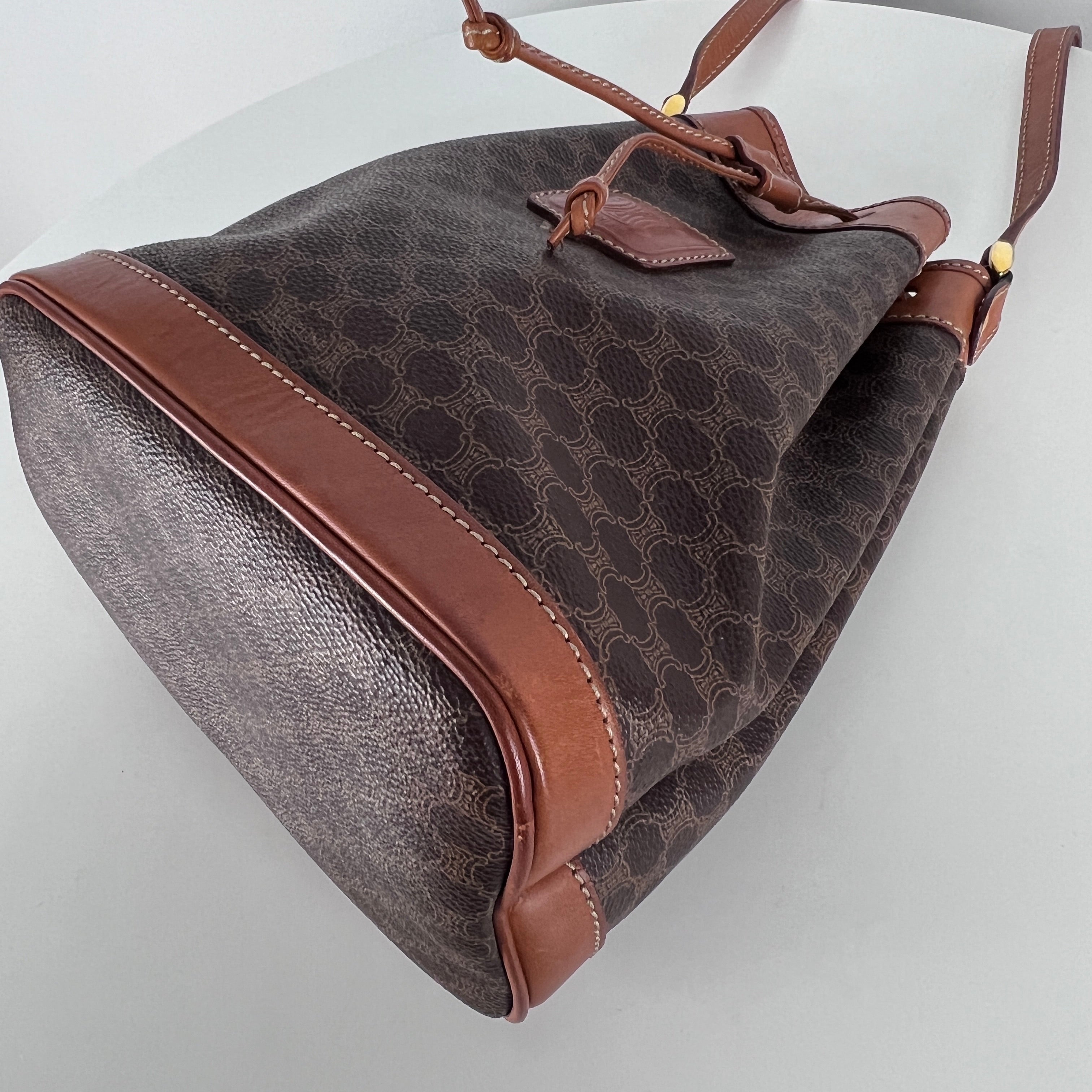 Sac à main CELINE Seau toile et cuir marron