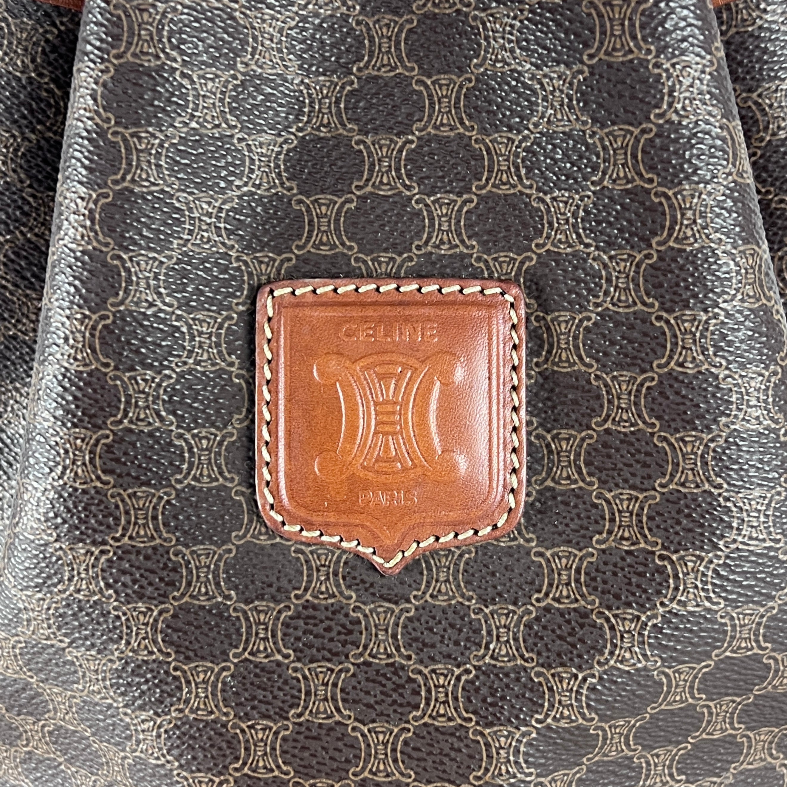 Sac à main CELINE Seau toile et cuir marron