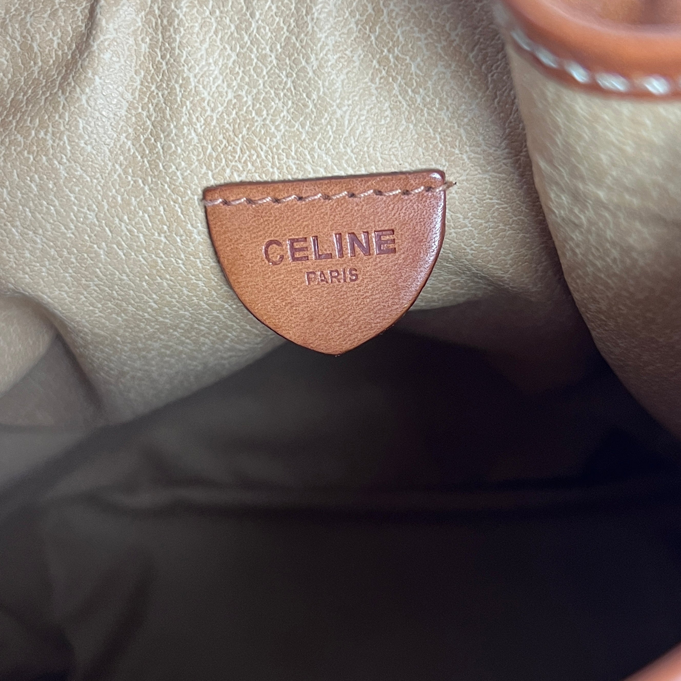 Sac à main CELINE Seau toile et cuir marron
