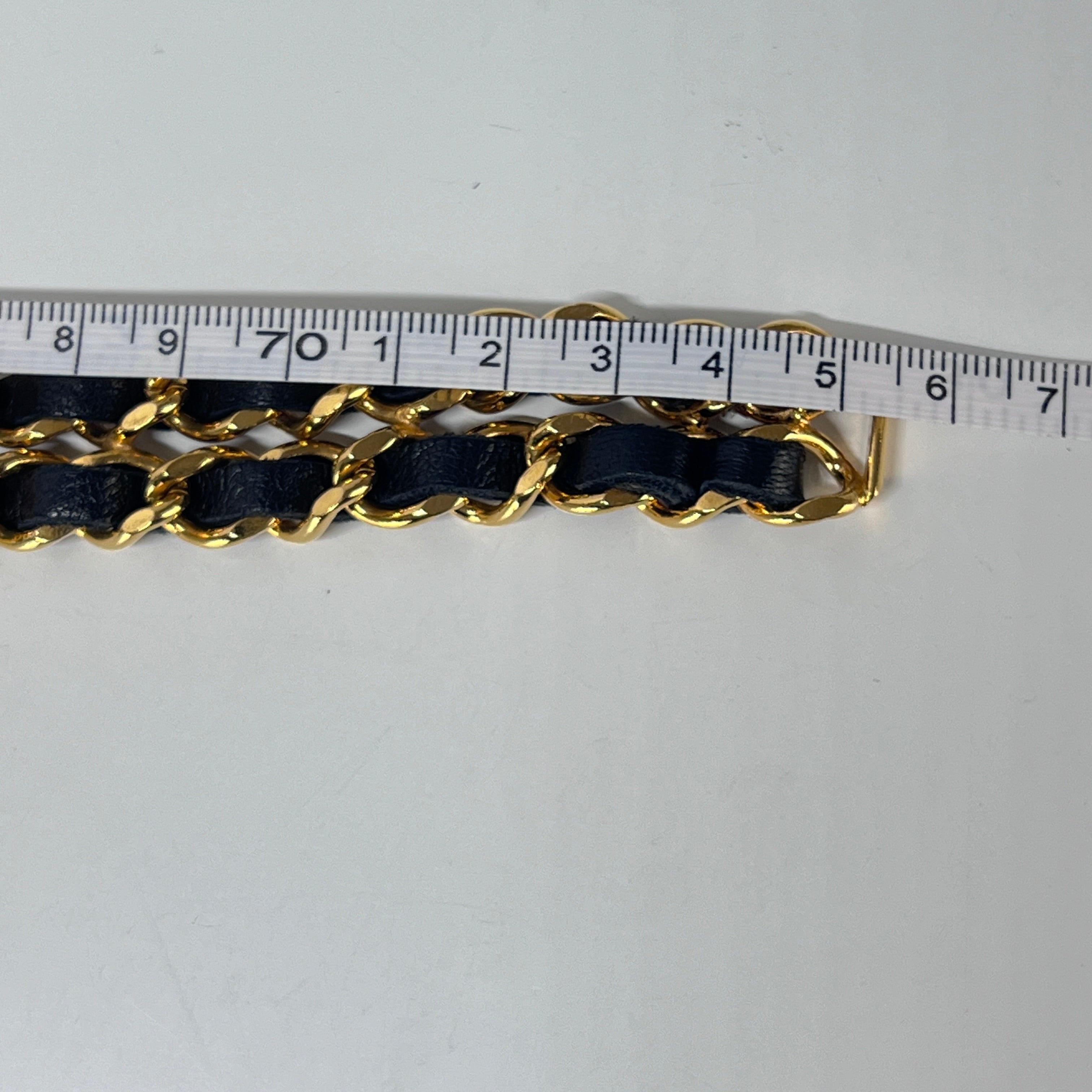 Ceinture CHANEL CC Chaîne entrelacée métal et cuir doré