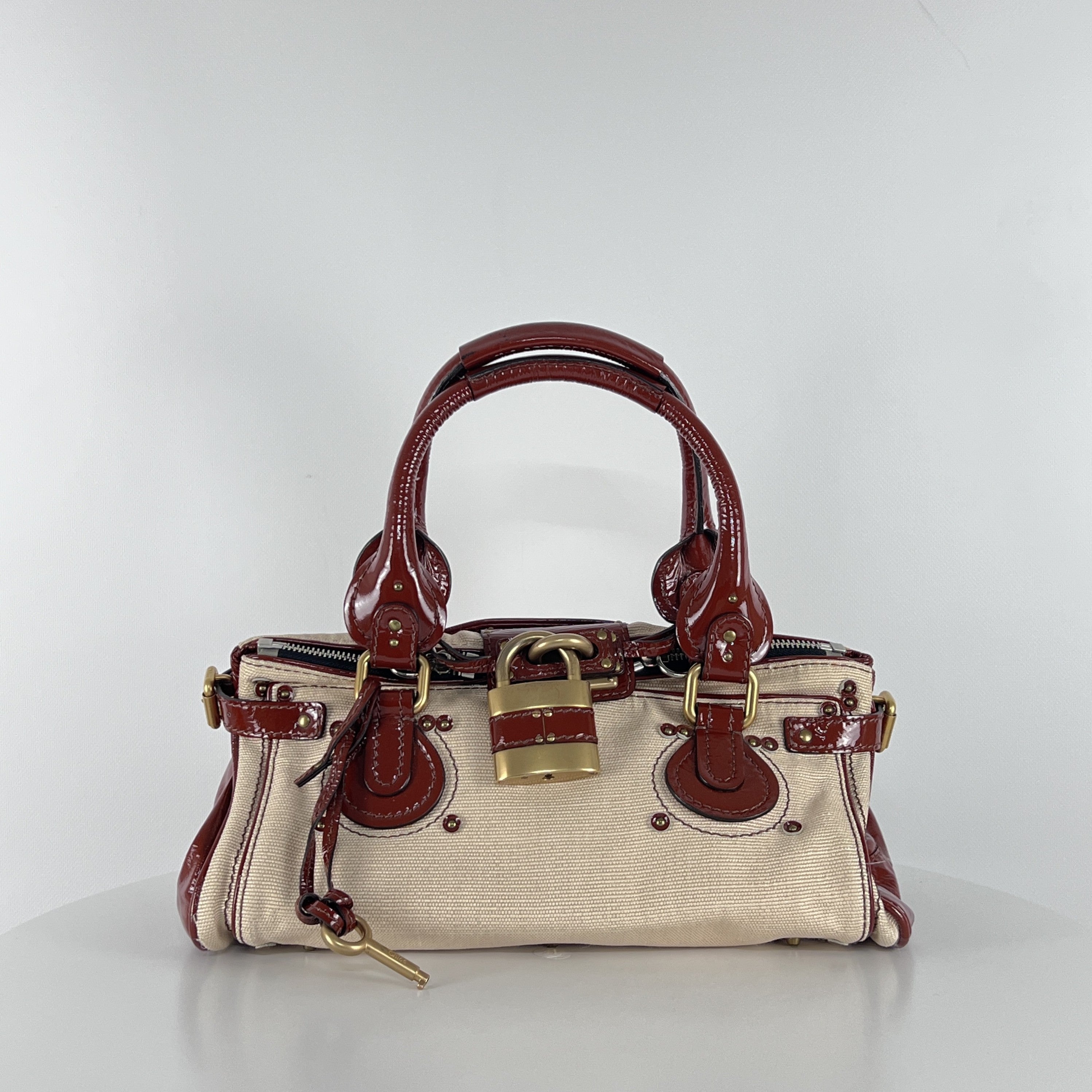 Sac à main CHLOÉ Paddington toile et cuir marron