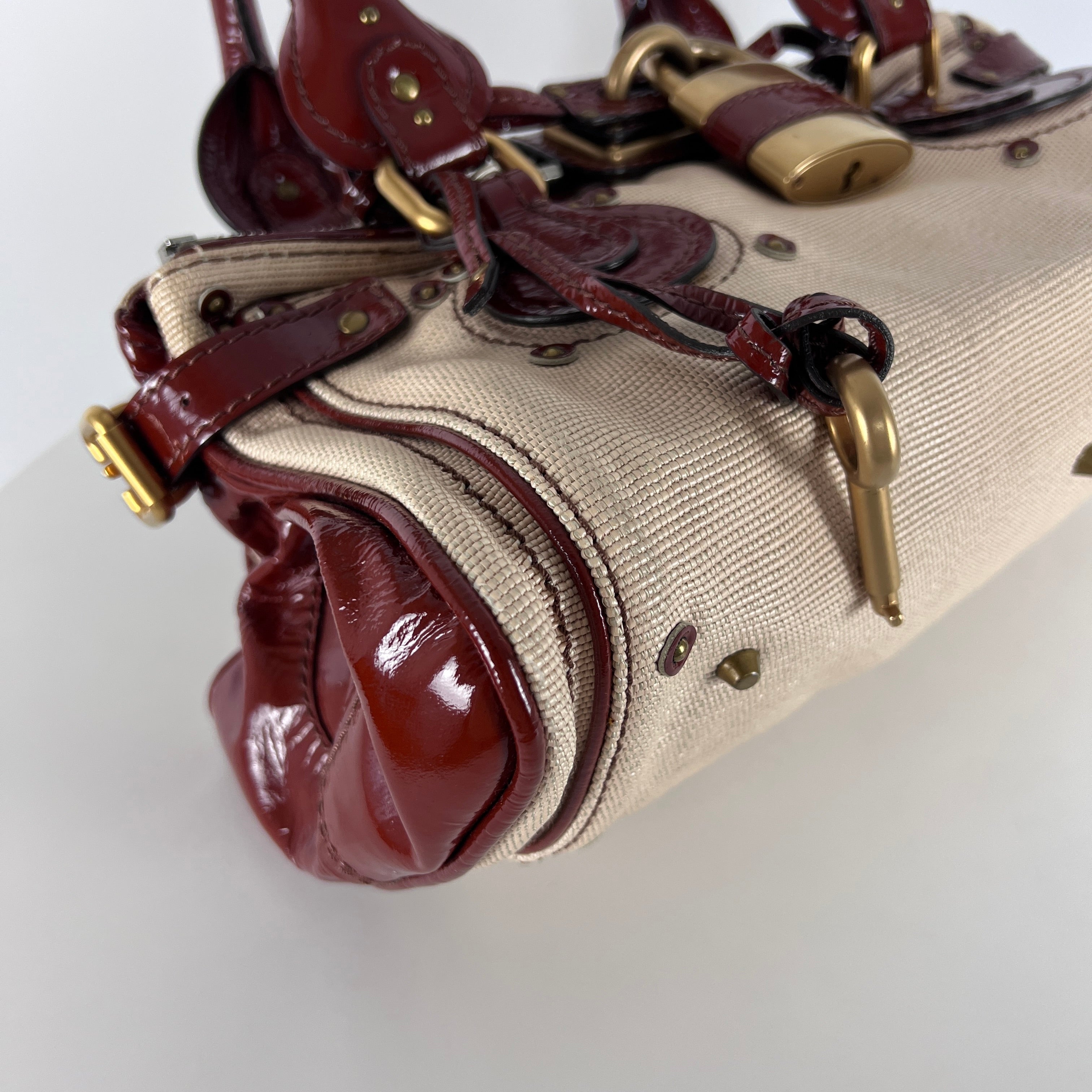 Sac à main CHLOÉ Paddington toile et cuir marron