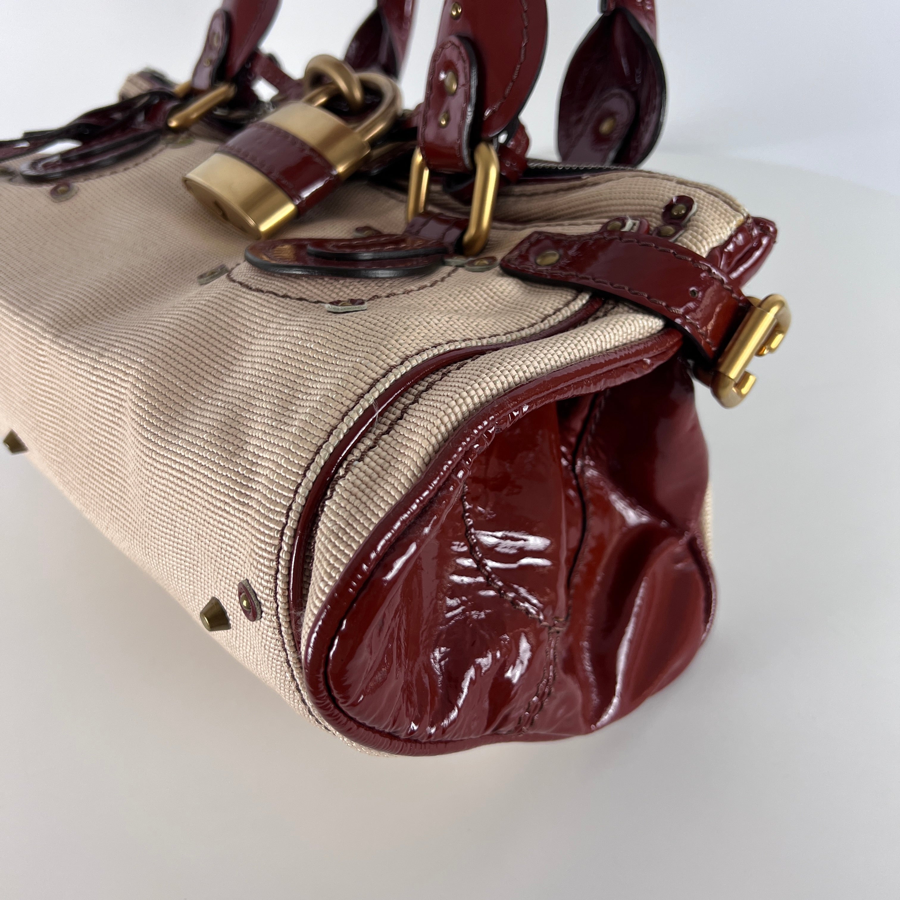 Sac à main CHLOÉ Paddington toile et cuir marron